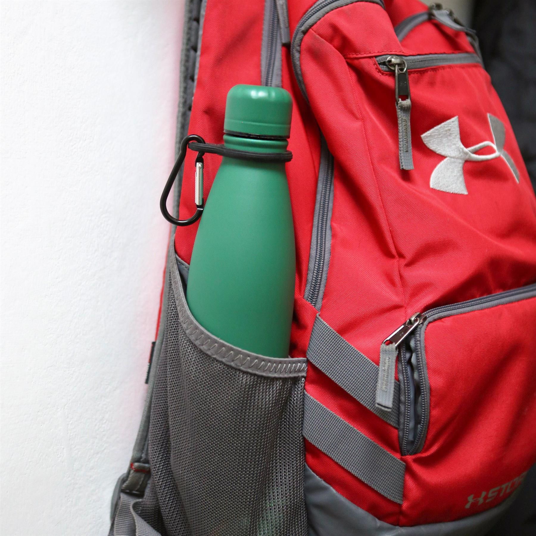 500ml Green Stainless Steel Water Bottle with Carabiner Clip