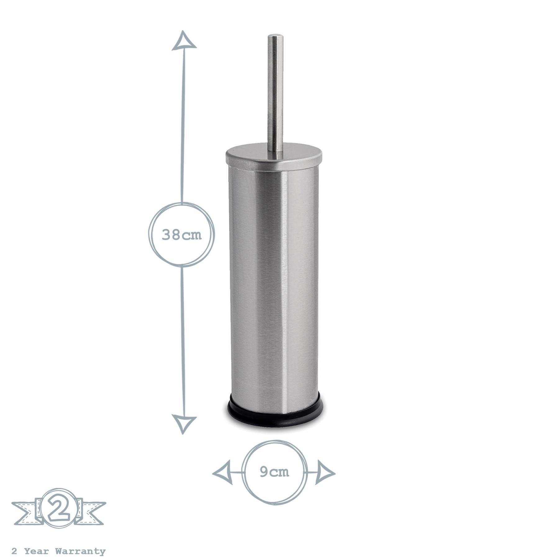 Round Brushed Stainless Steel Toilet Brush & Holder