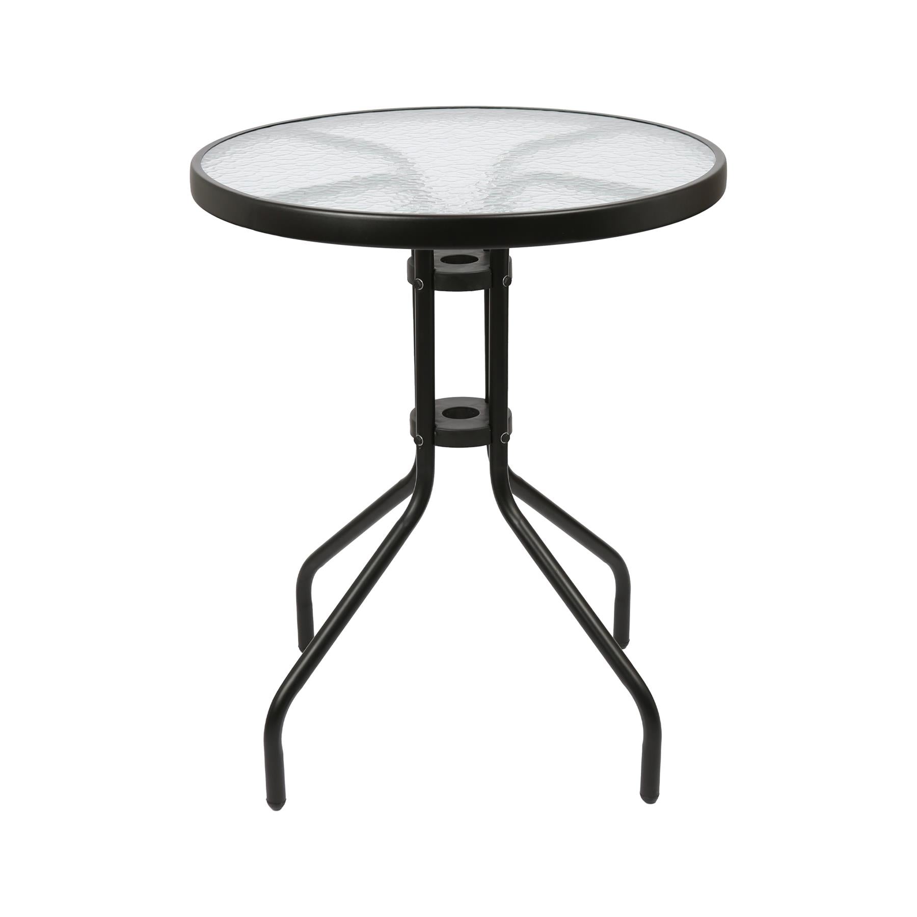 Sussex Round Glass Top Garden Dining Table - 60cm x 70cm - Black