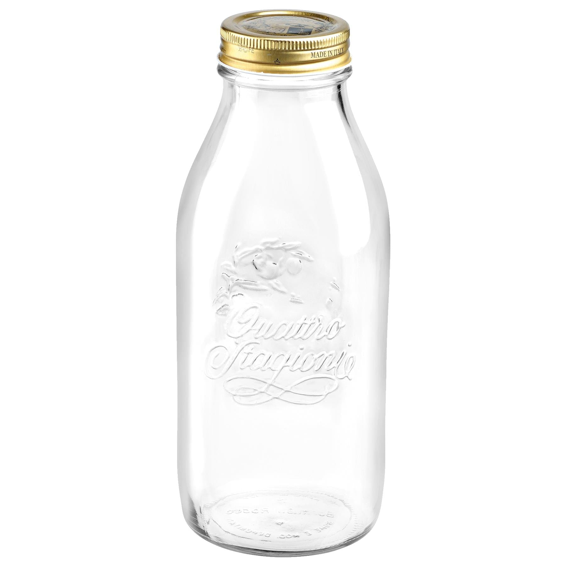 1L Quattro Stagioni Glass Bottles with Screw Top Lid - Pack of 3