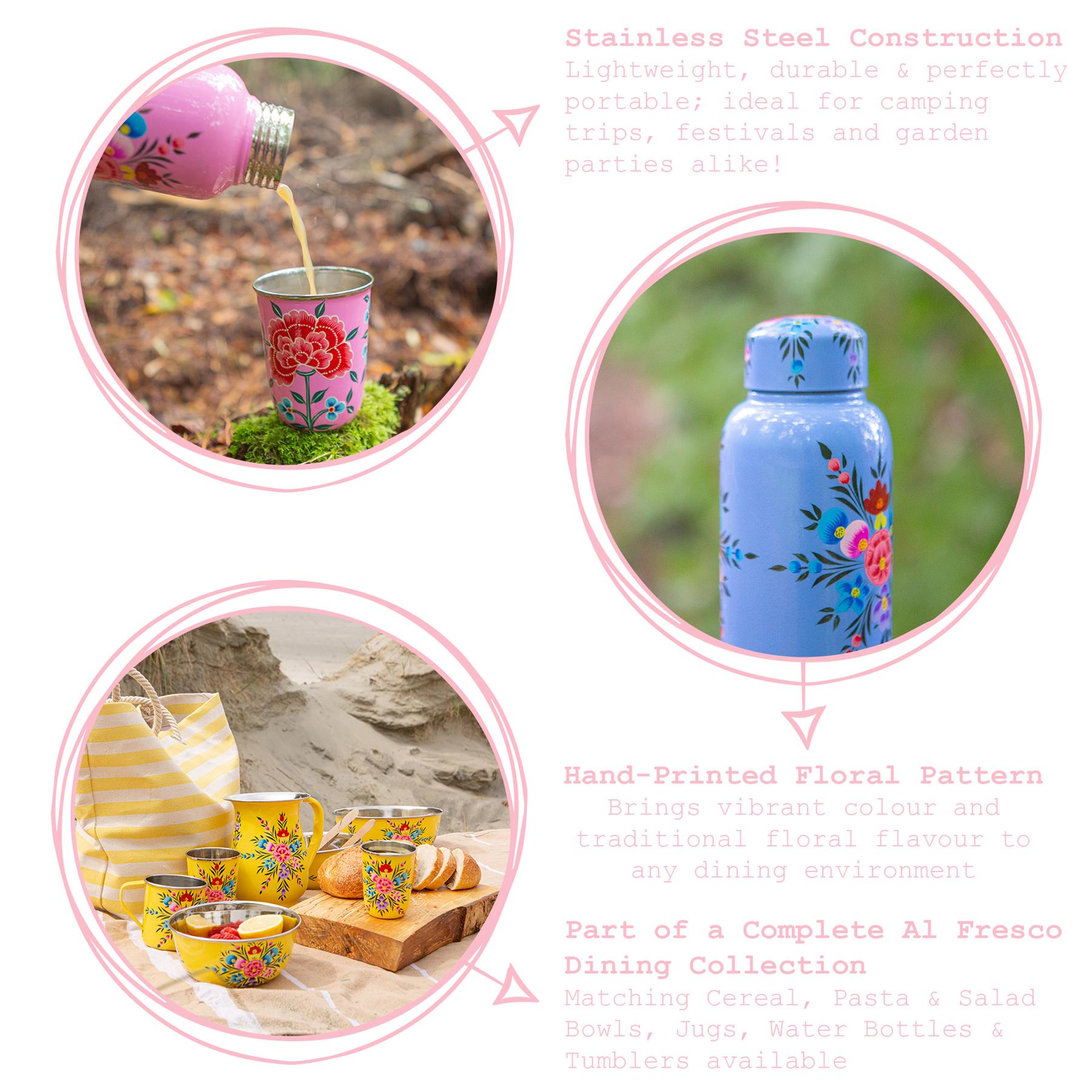 875ml Cotton Pansy Hand-Painted Picnic Water Bottle