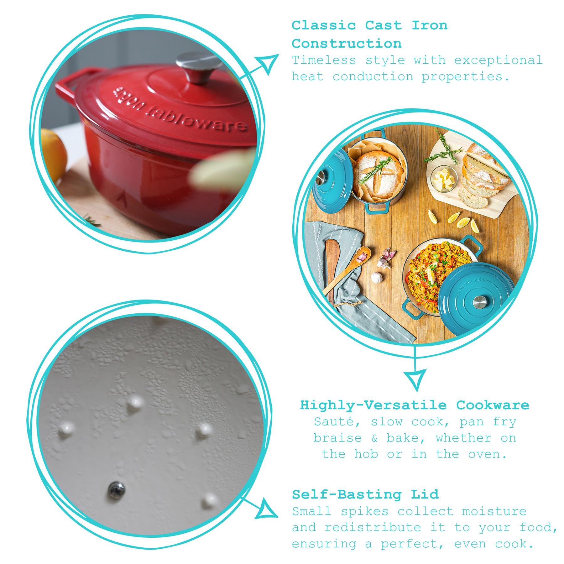 2.3L Teal Ombre Cast Iron Shallow Casserole Dish