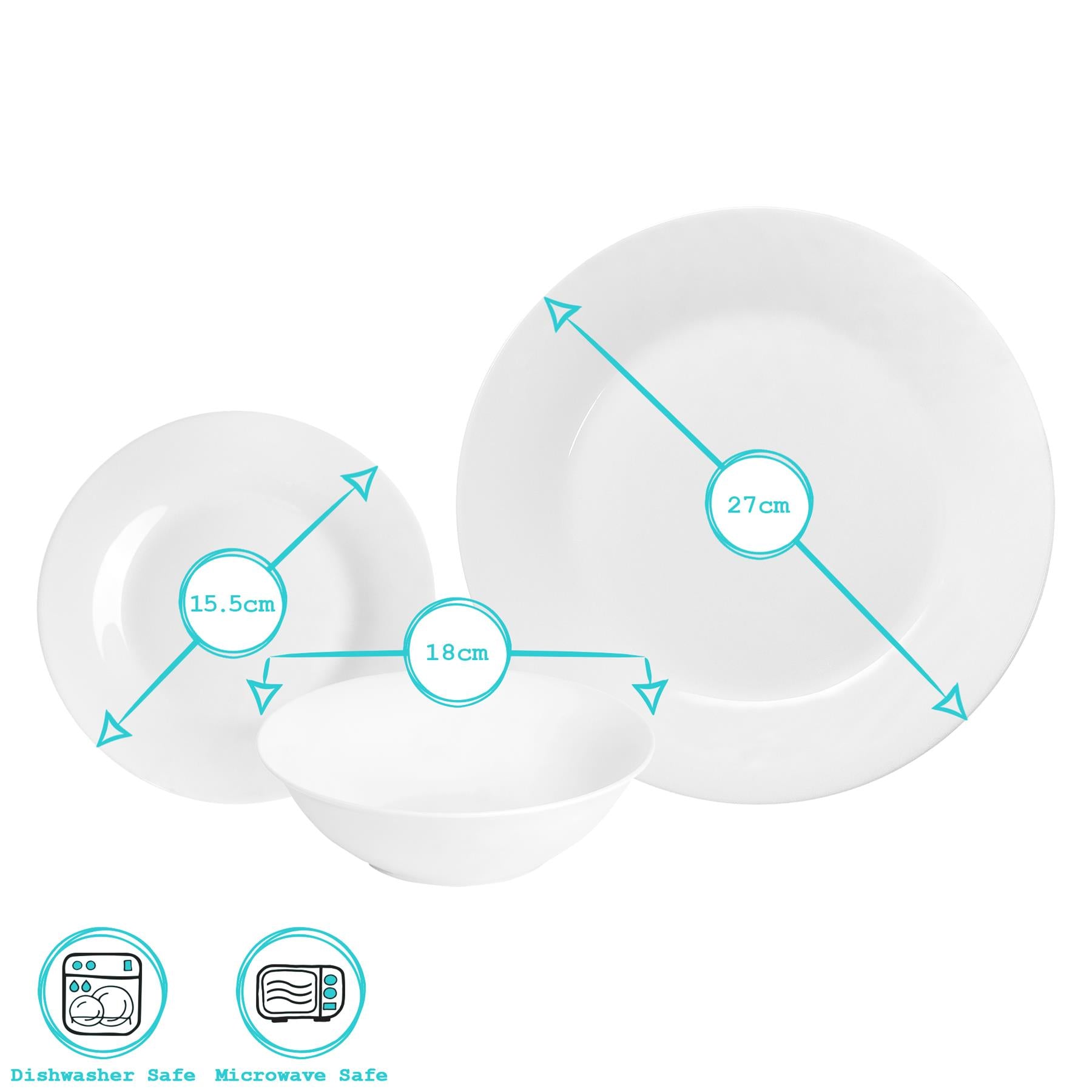 18pc White Porcelain Dinner Set