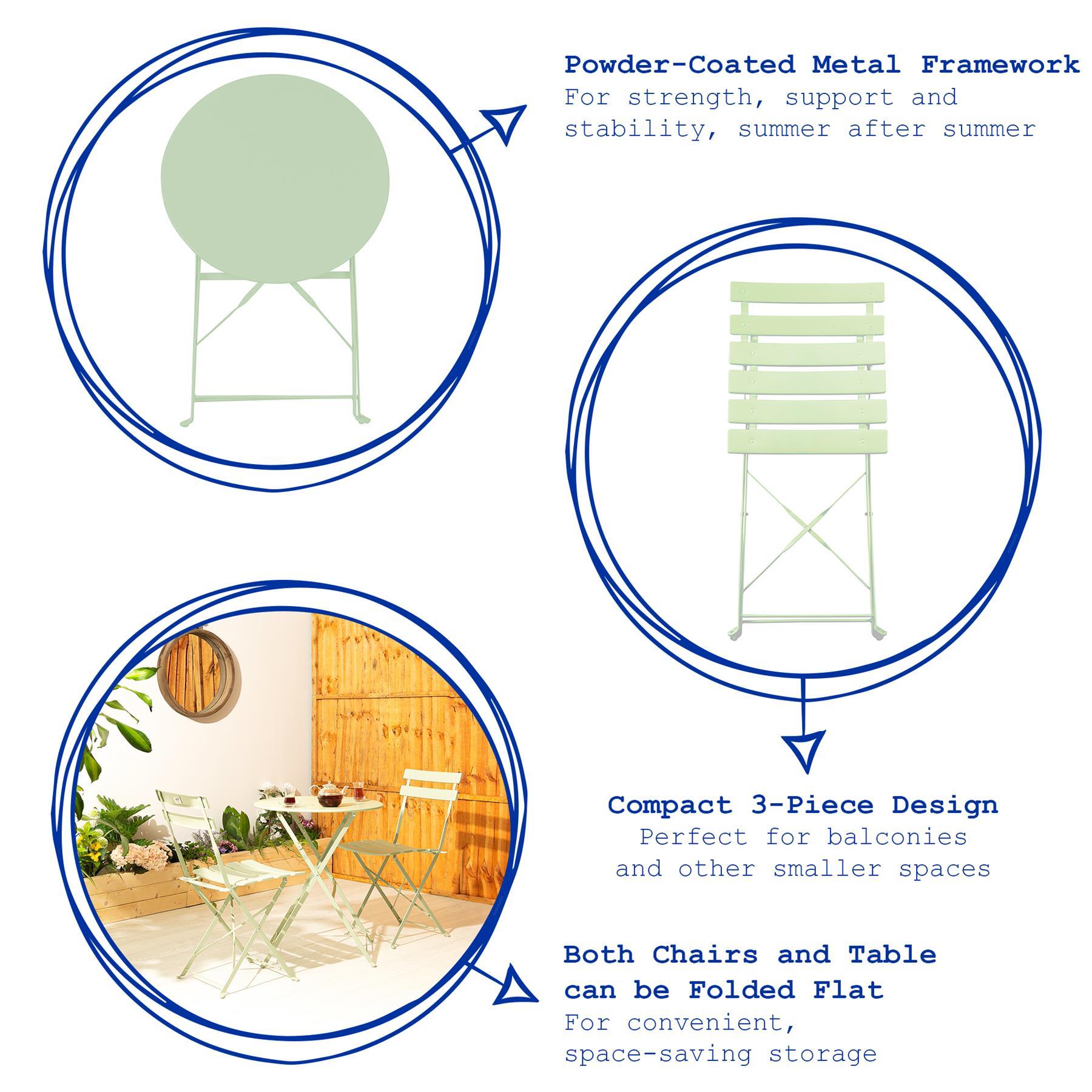 Sage Green Two-Seater Round Bistro Set