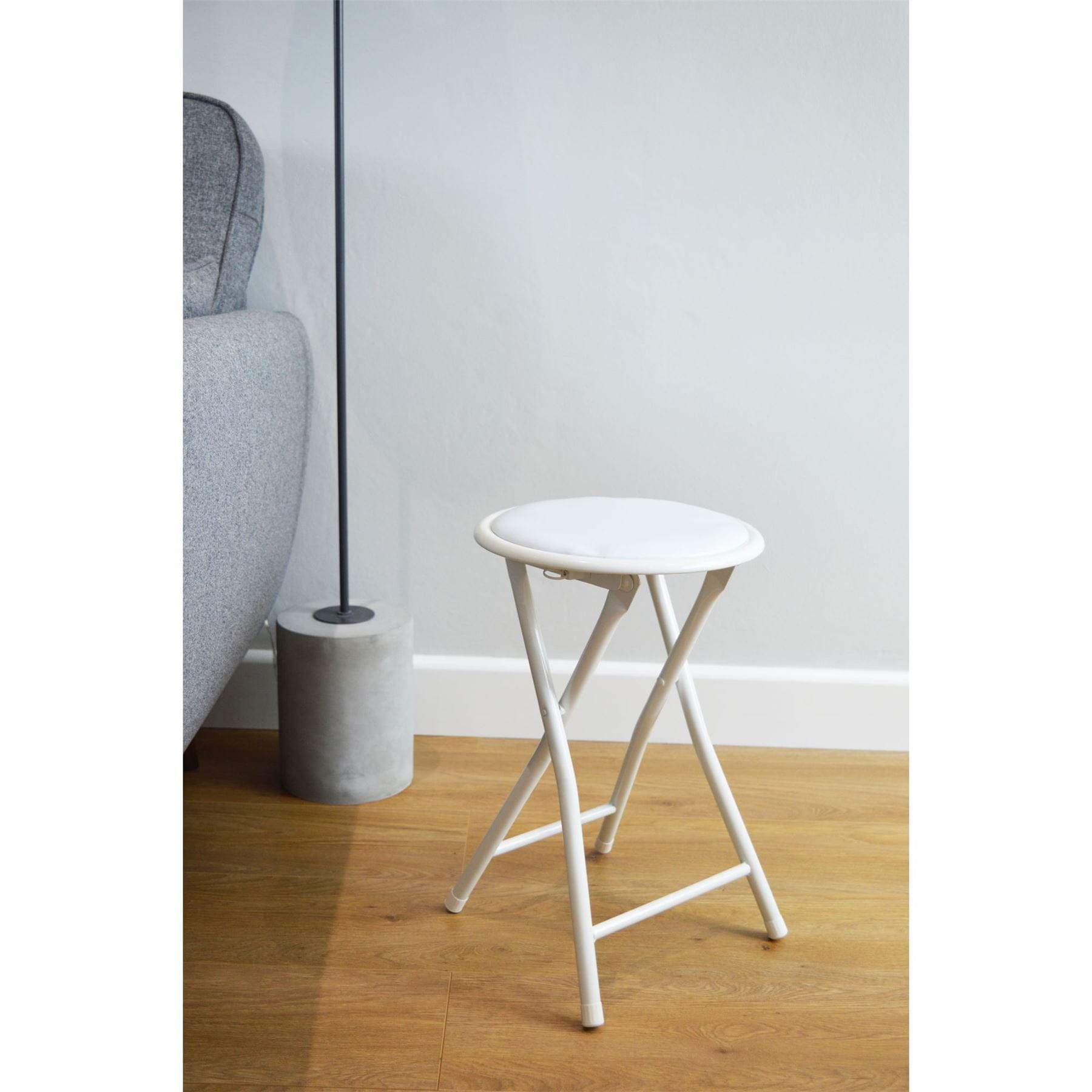 White Padded Folding Stool