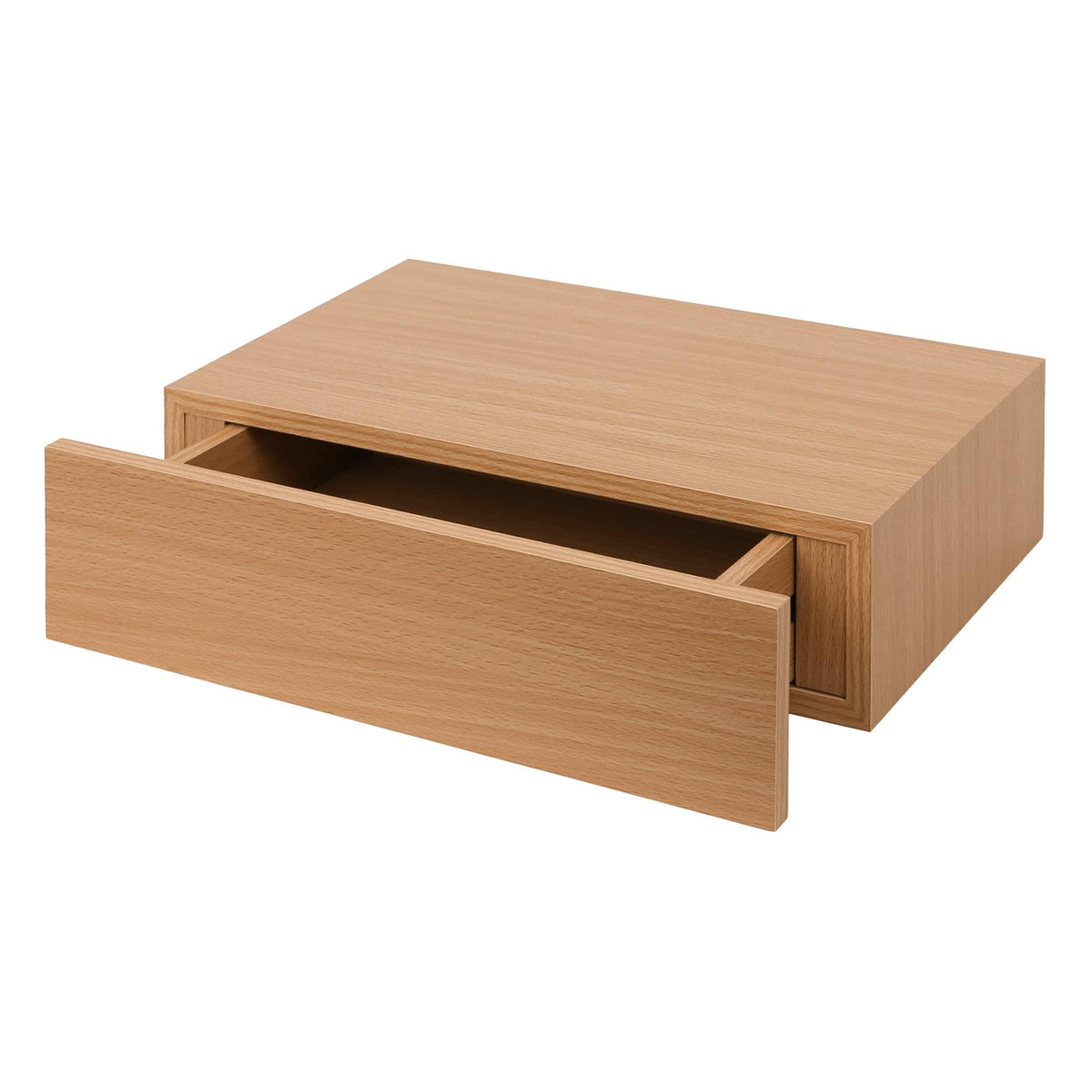 Wooden Floating Shelf with Drawer - 40cm - Light Oak