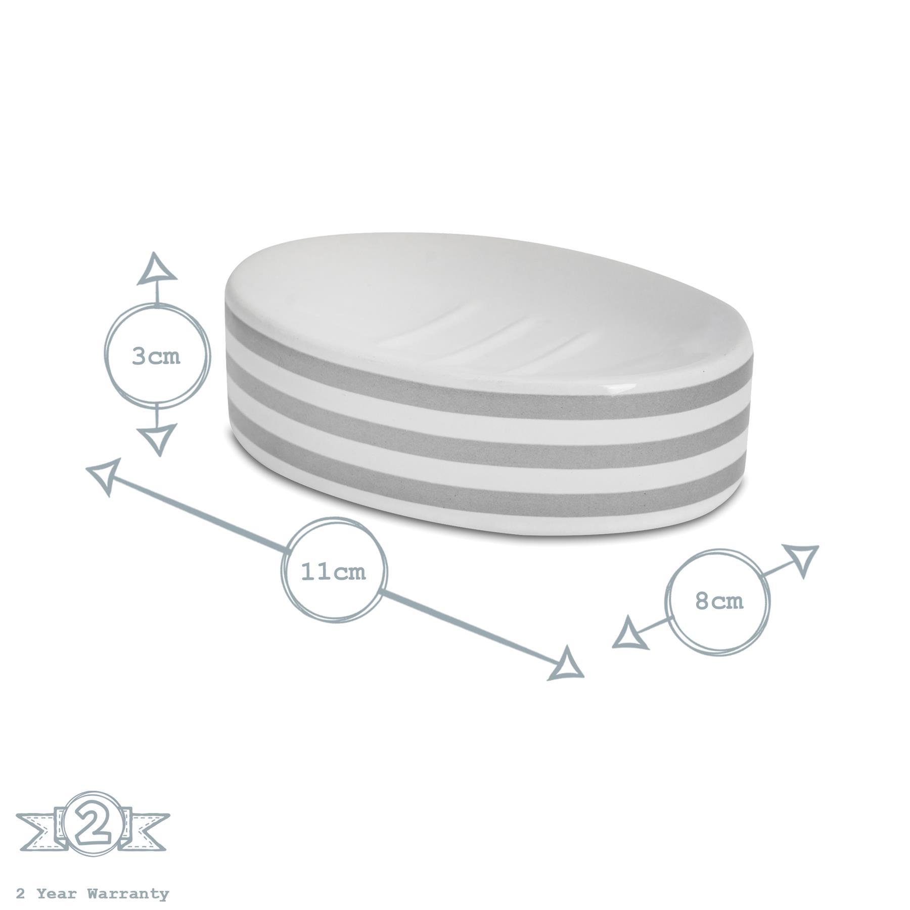 Grey Striped Ceramic Soap Dish