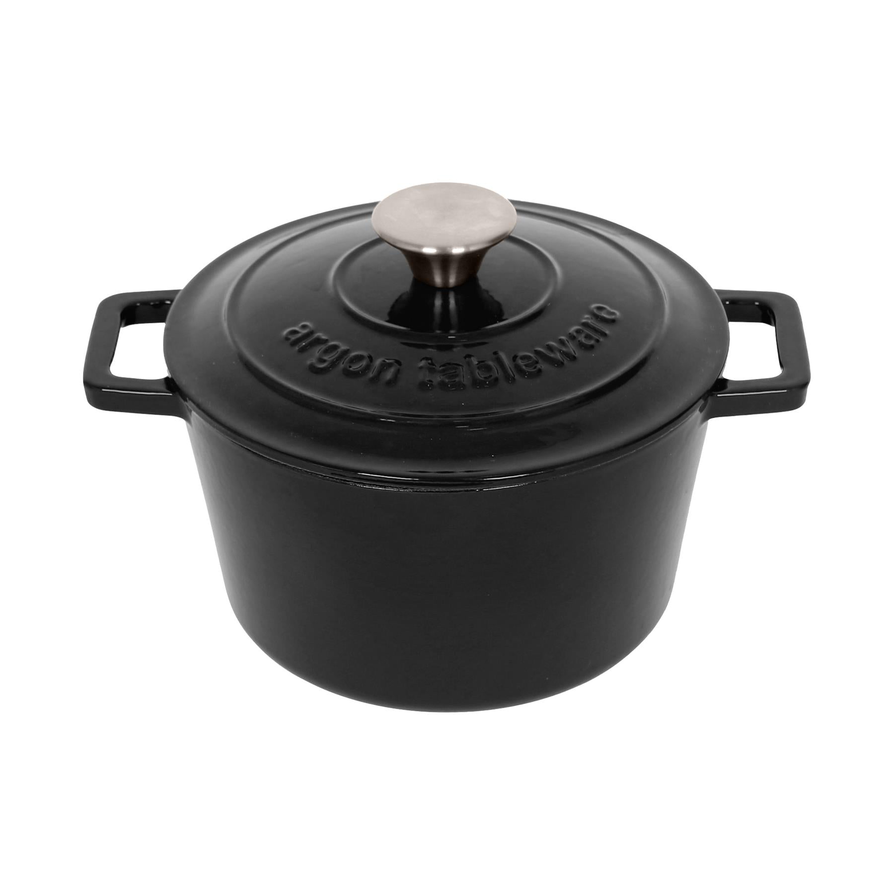 2.8L Matt Black Round Cast Iron Casserole Dish