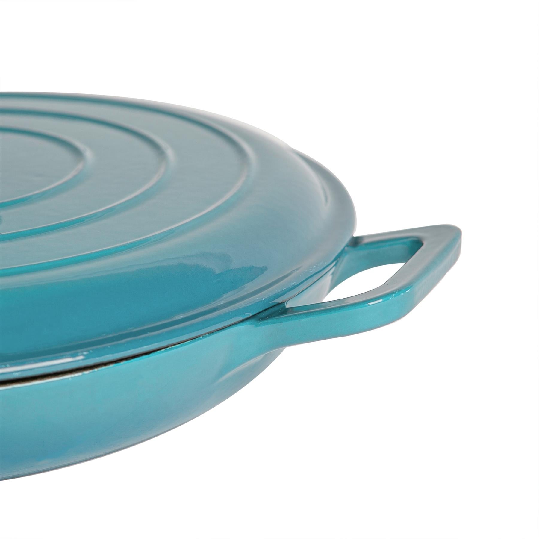 2.3L Teal Ombre Cast Iron Shallow Casserole Dish