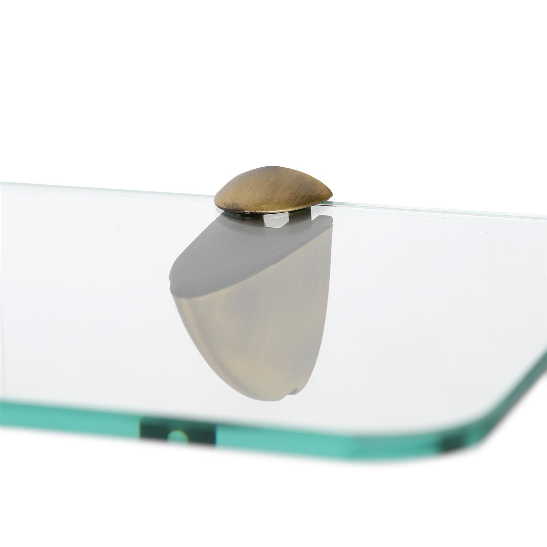 50cm Rounded Floating Glass Shelf with Gold Fixings