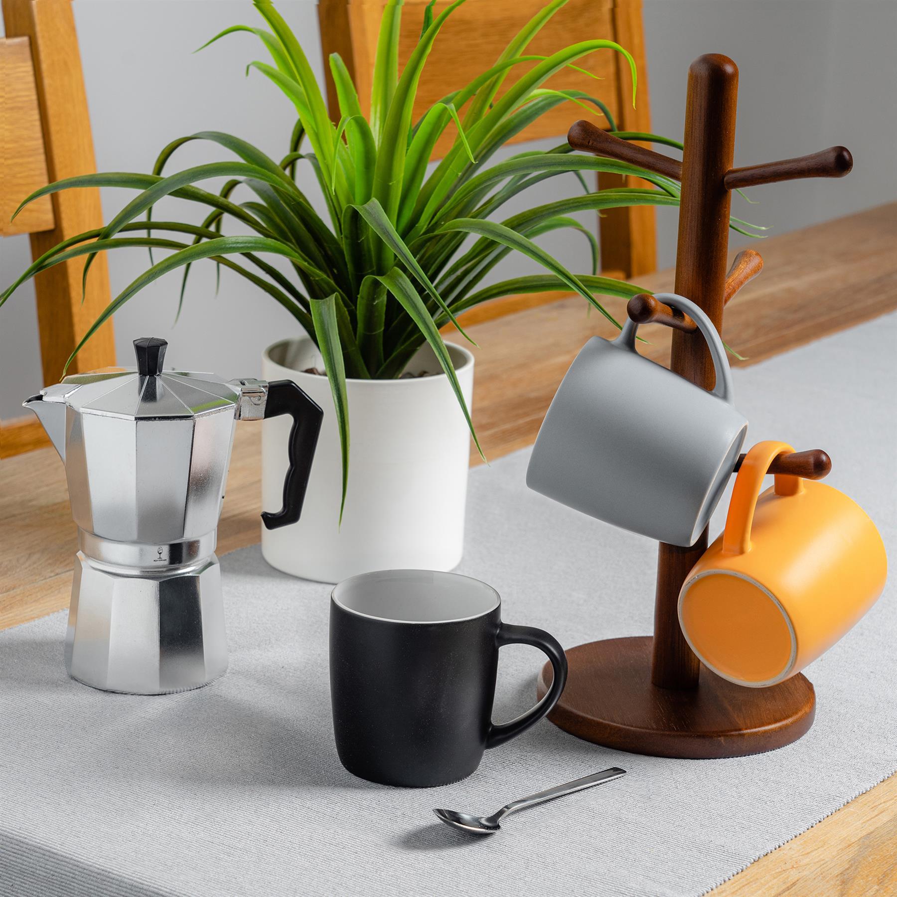 350ml Matt Grey Coloured Coffee Mugs - Pack of Six