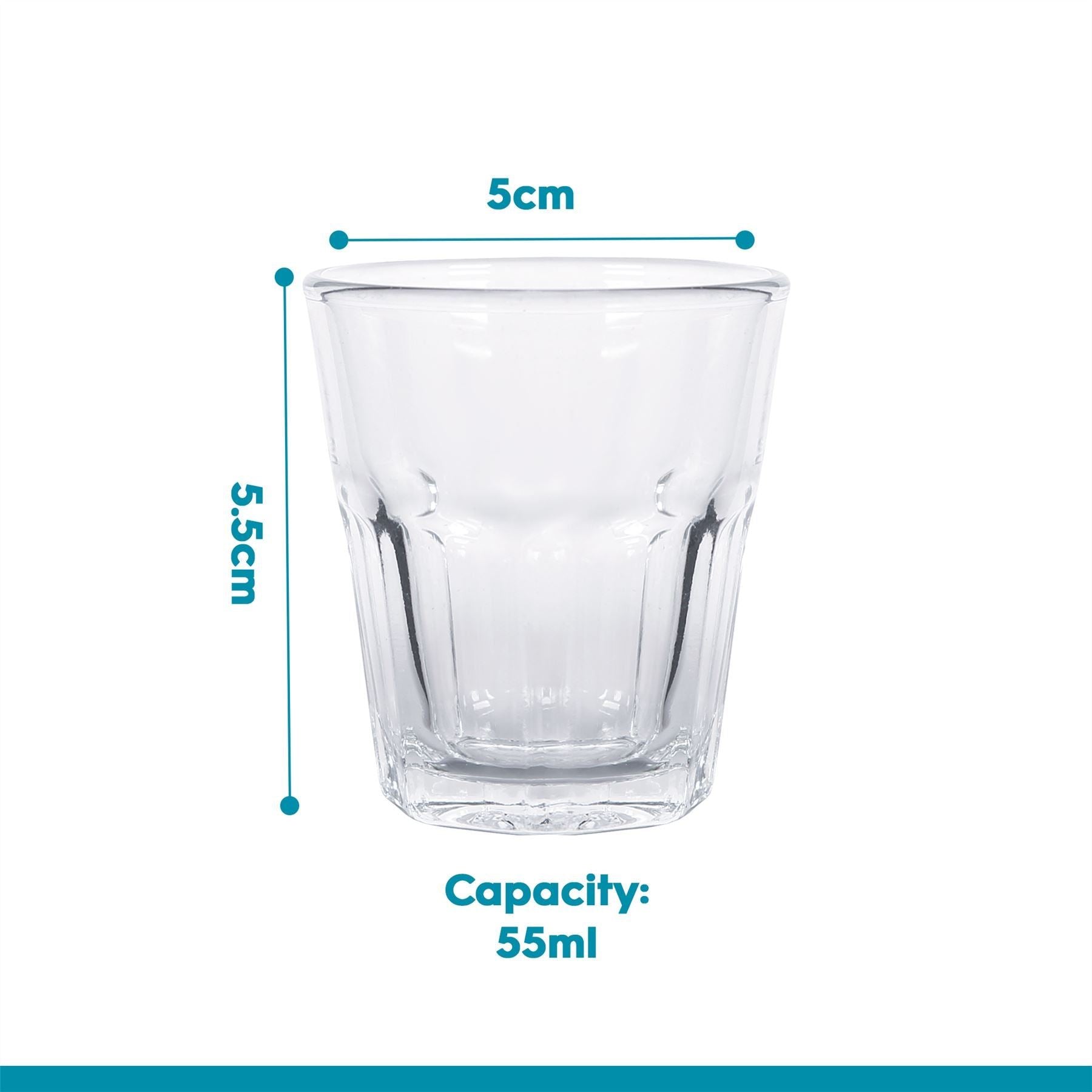 55ml Panelled Shot Glasses - Pack of Six