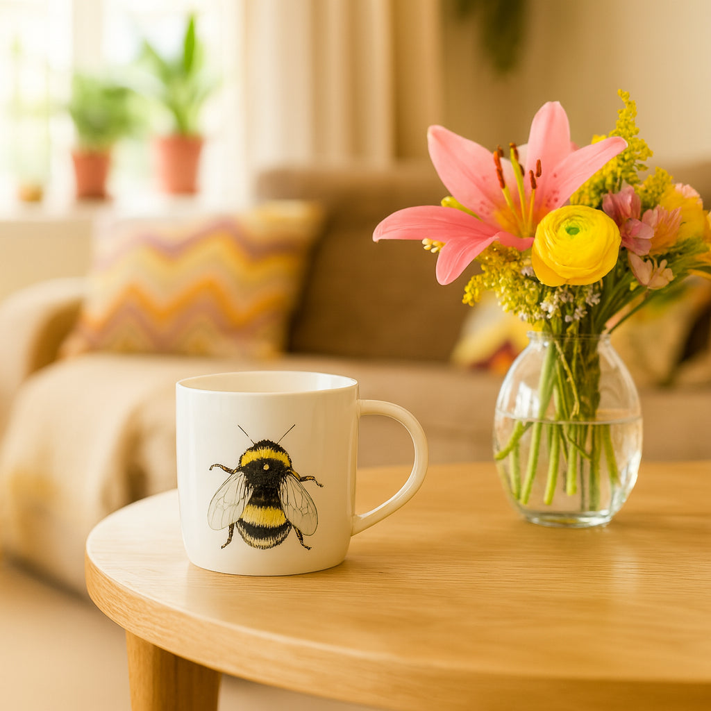 350ml Single Bee Simply Home Stoneware Mugs - Pack of Six