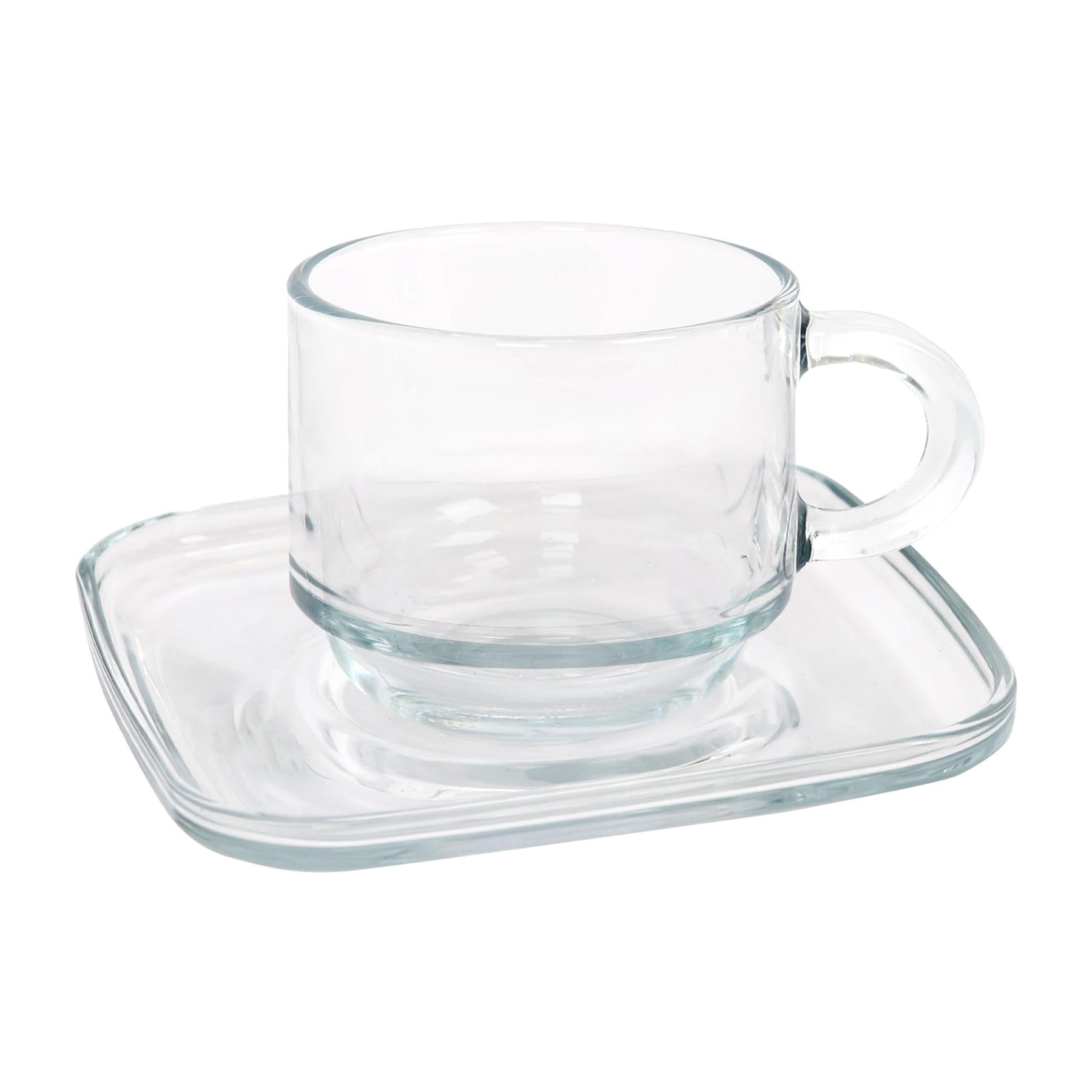 12pc 90ml Cozy Stacking Glass Espresso Cups & Saucers Set