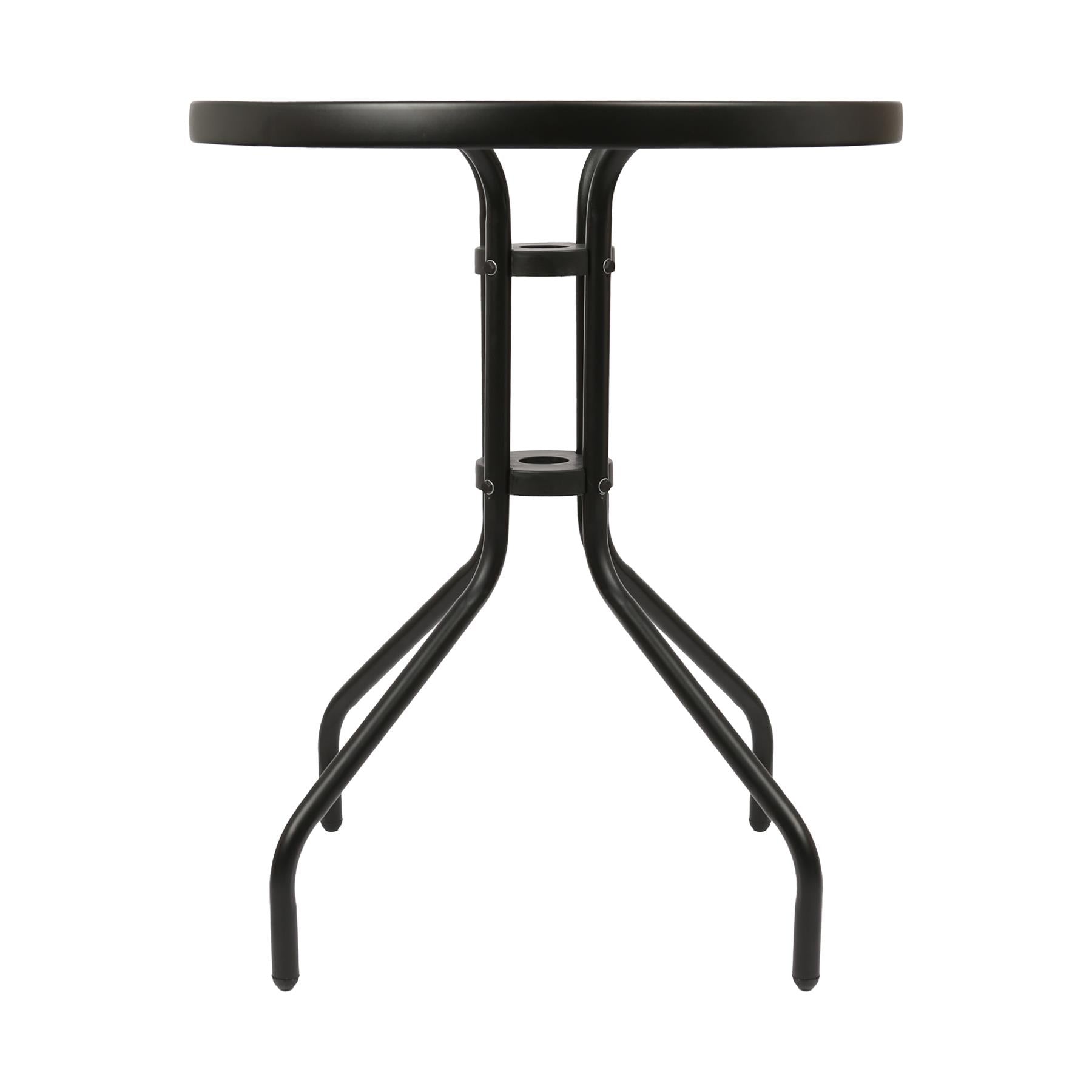 Sussex Round Glass Top Garden Dining Table - 60cm x 70cm - Black