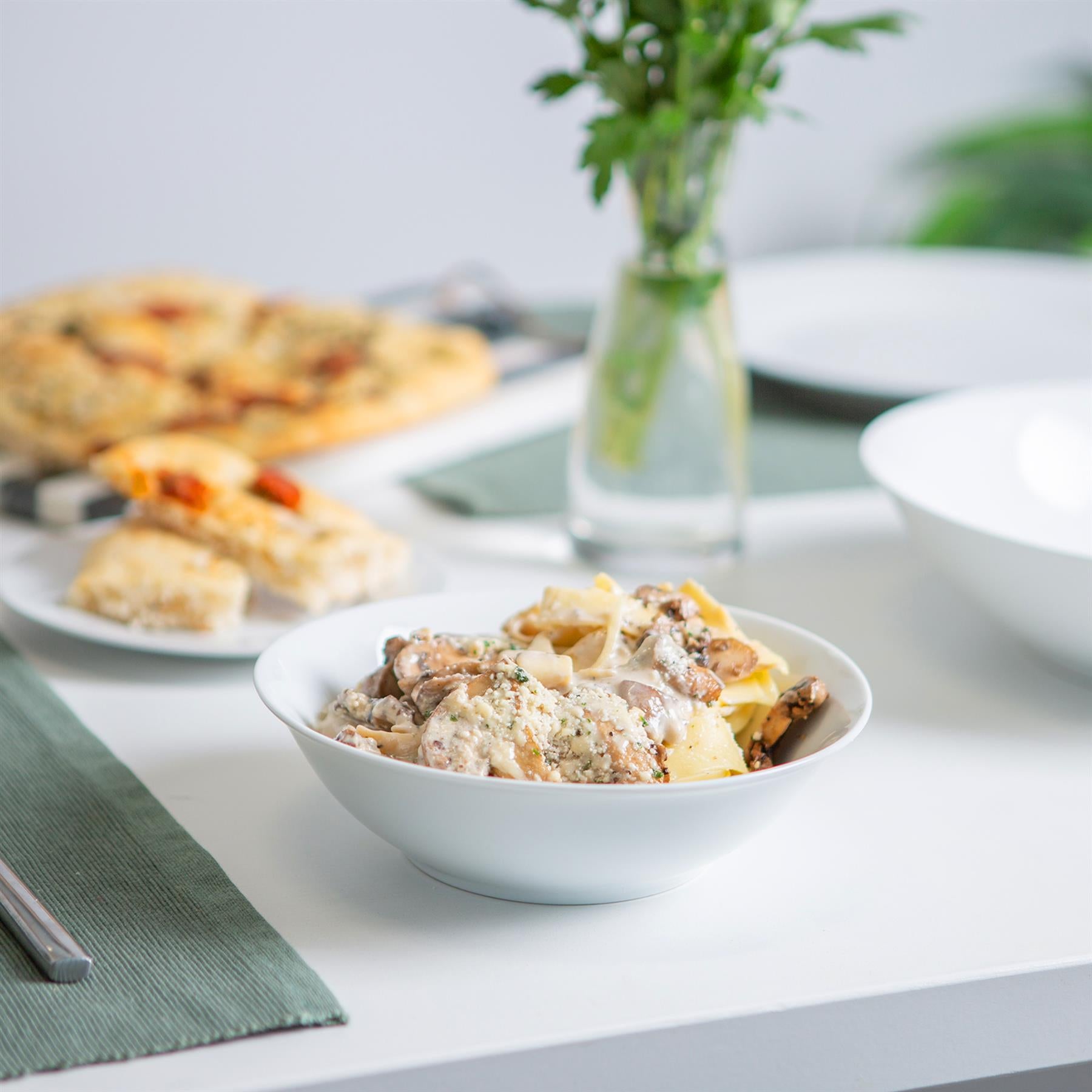 18pc White Porcelain Dinner Set