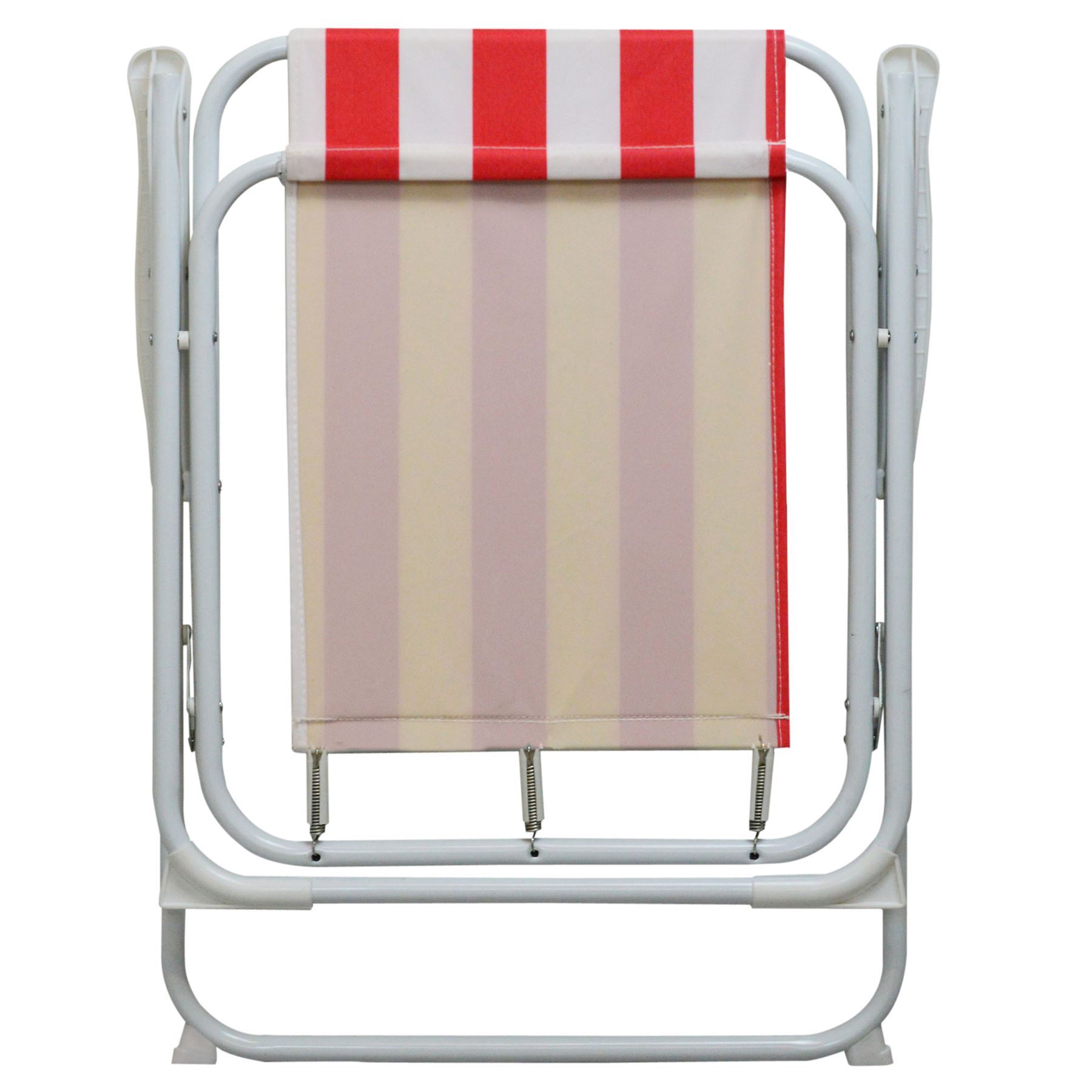 Red & White Folding Metal Beach Chair
