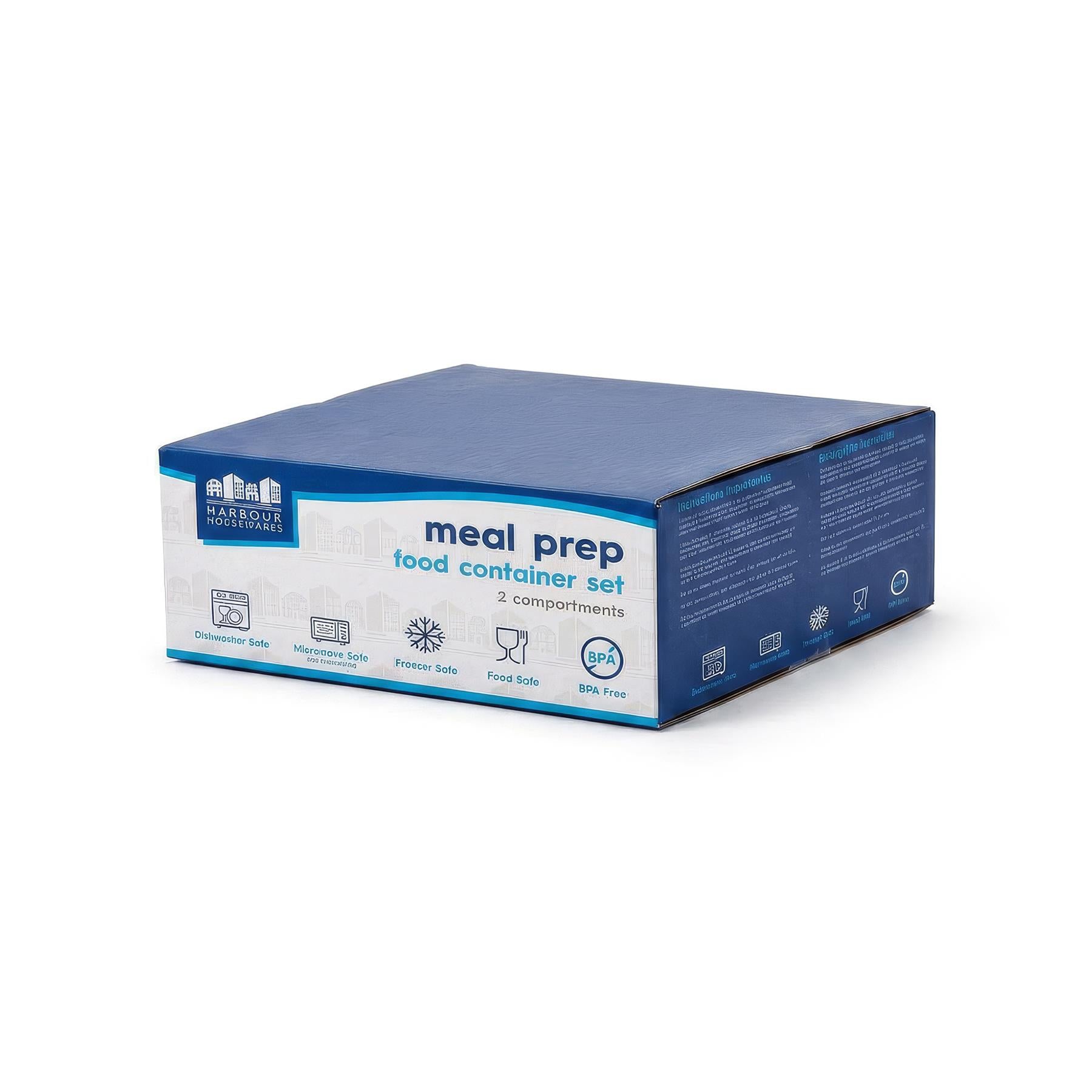 Reusable Meal Prep Containers - 2 Compartments (800ml) - Pack of 10