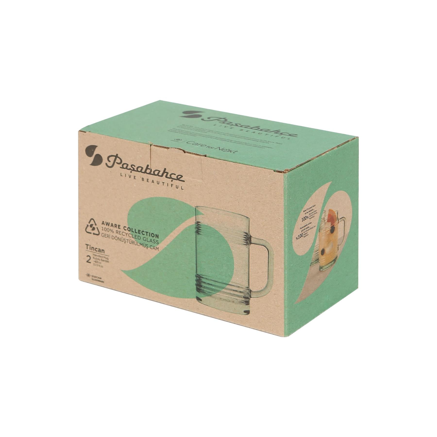 400ml Aware Tincan Recycled Glass Mugs - Green - Pack of Two