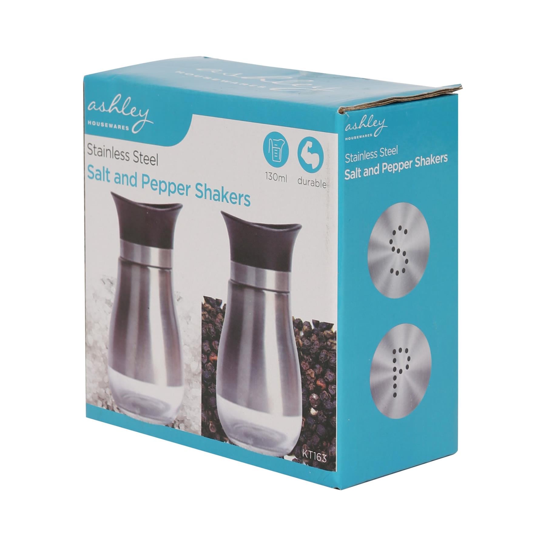 Stainless Steel Salt & Pepper Shaker Set - Silver