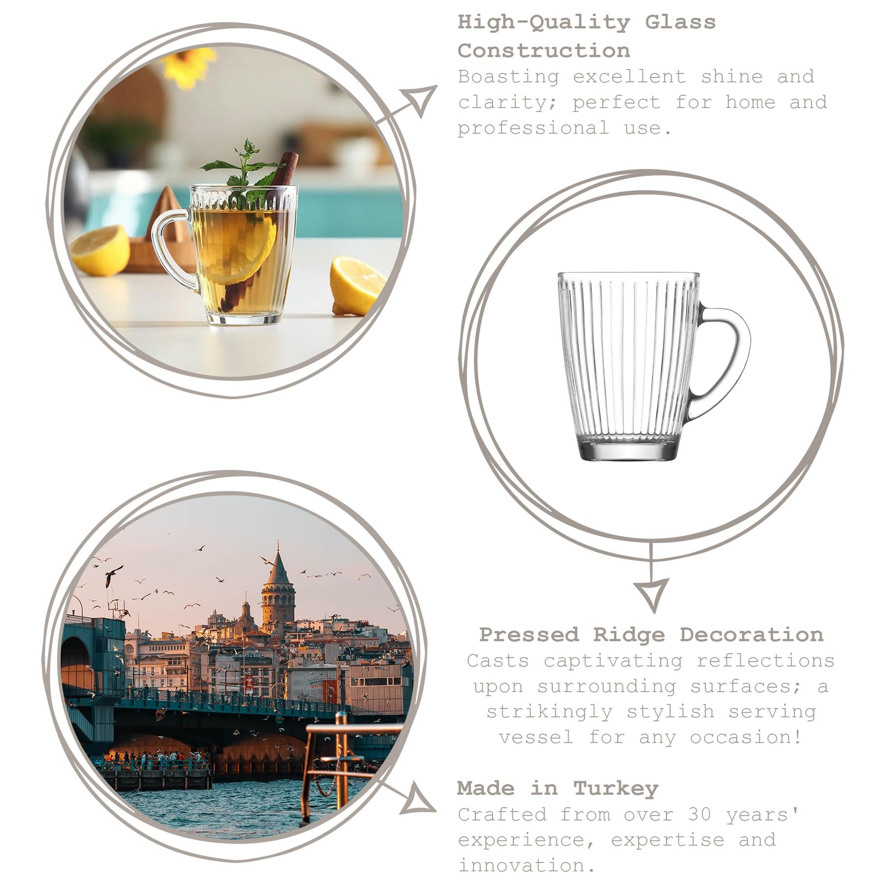 400ml Hestia Glass Mugs - Pack of 6