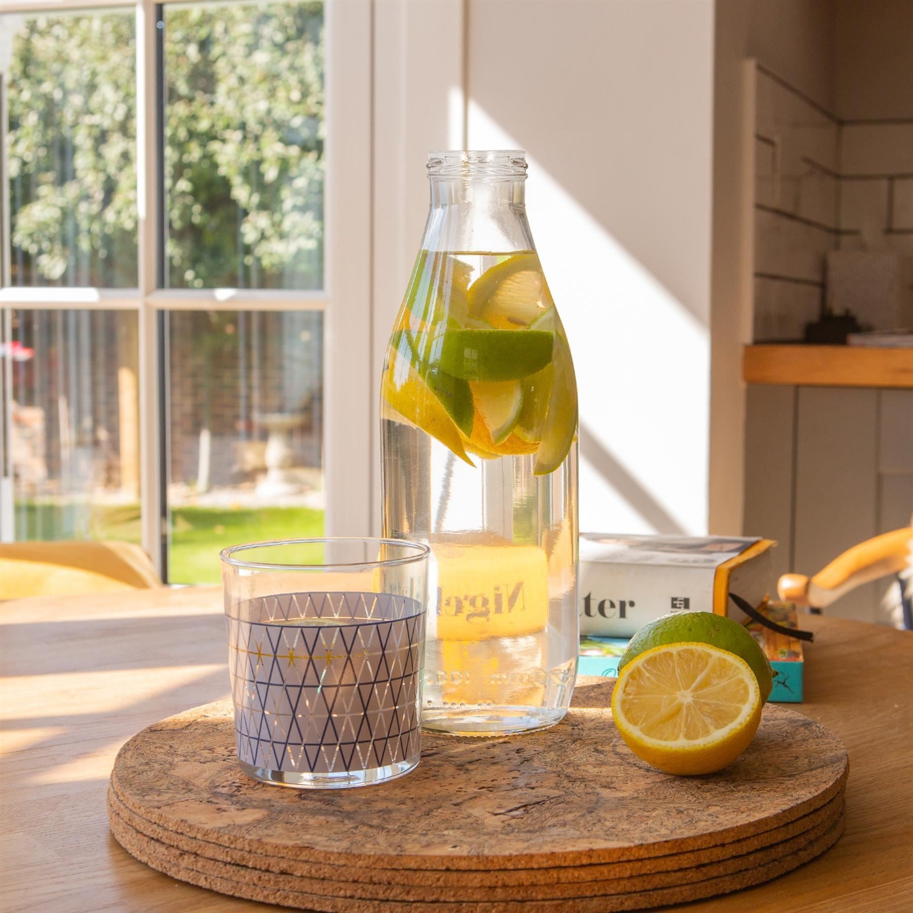 960ml Glass Water / Milk Bottle with Metal Lids