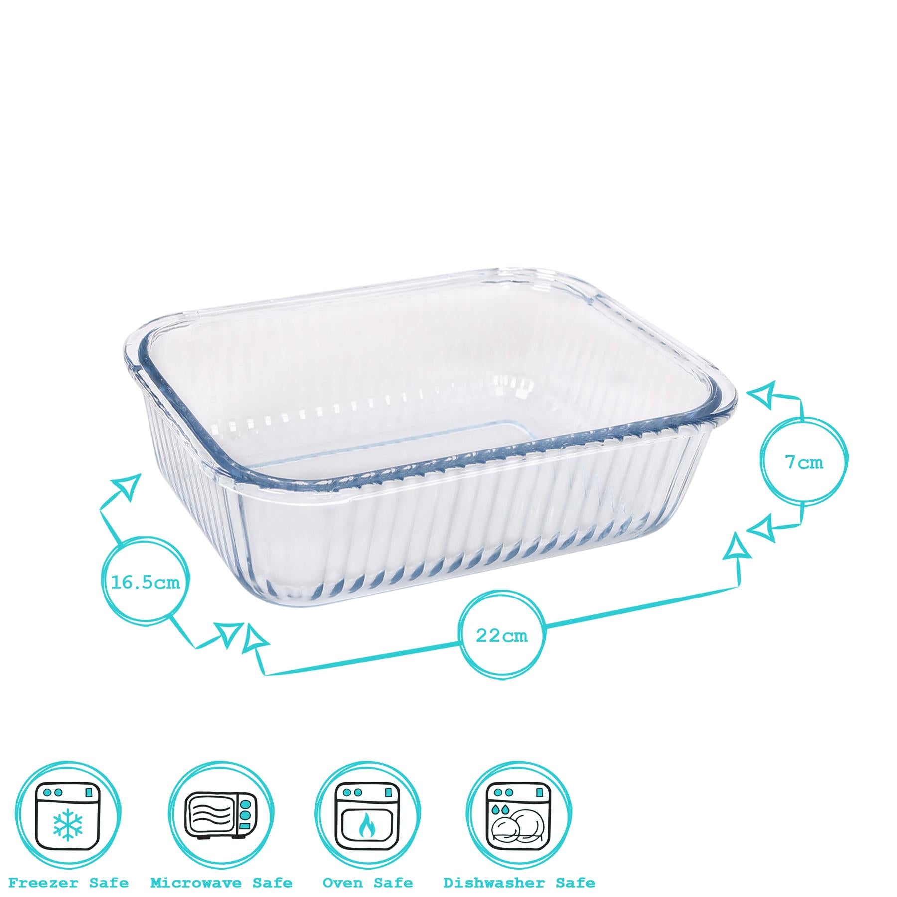 Optical Rectangular Glass Cake Dish - 22cm x 16.5cm