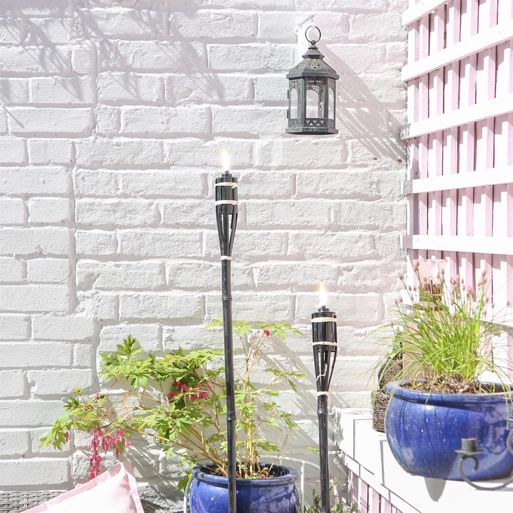 Black Bamboo 113cm Garden Fire Torches - Pack of Six