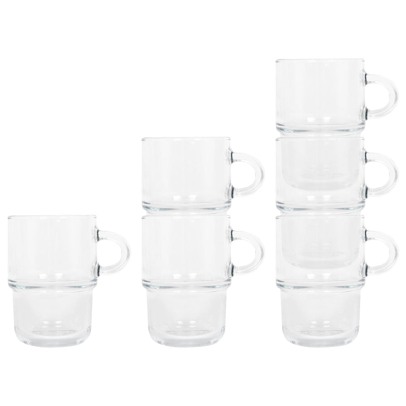 350ml Cozy Stacking Glass Coffee Cups - Pack of 6 - By LAV