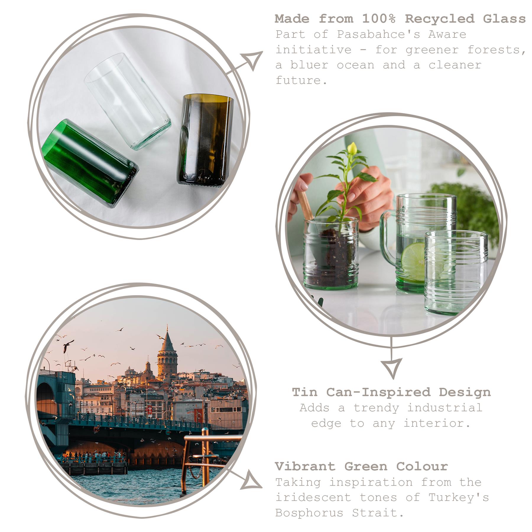 280ml Aware Tincan Recycled Glass Tumblers - Green - Pack of Four
