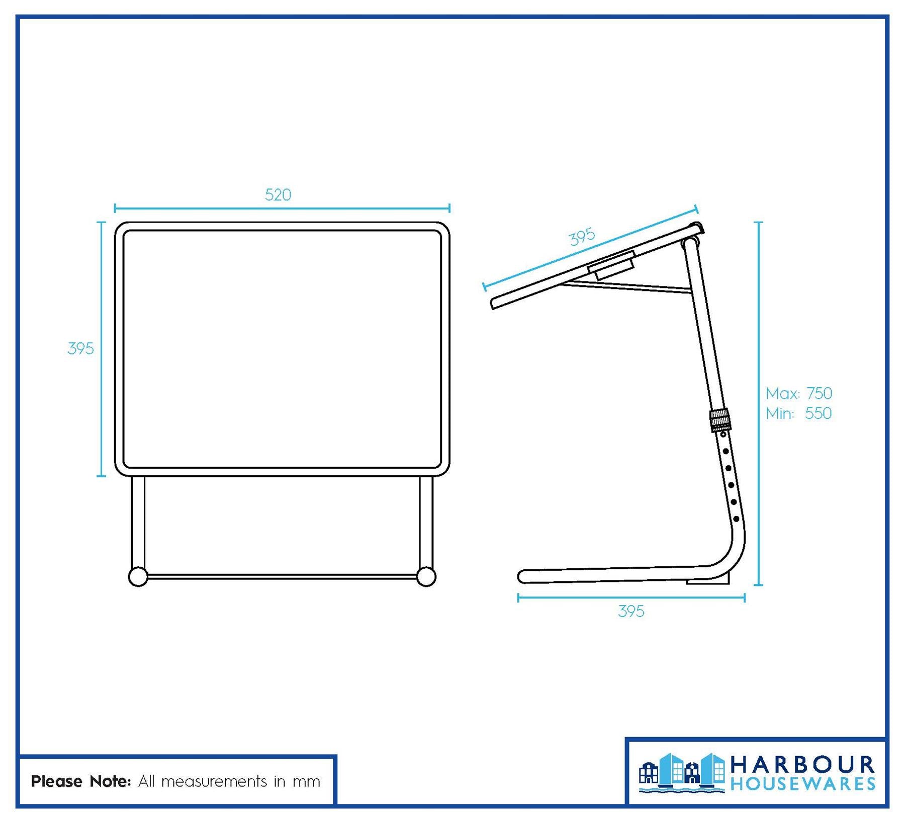 Height Adjustable Folding Laptop Table - Black