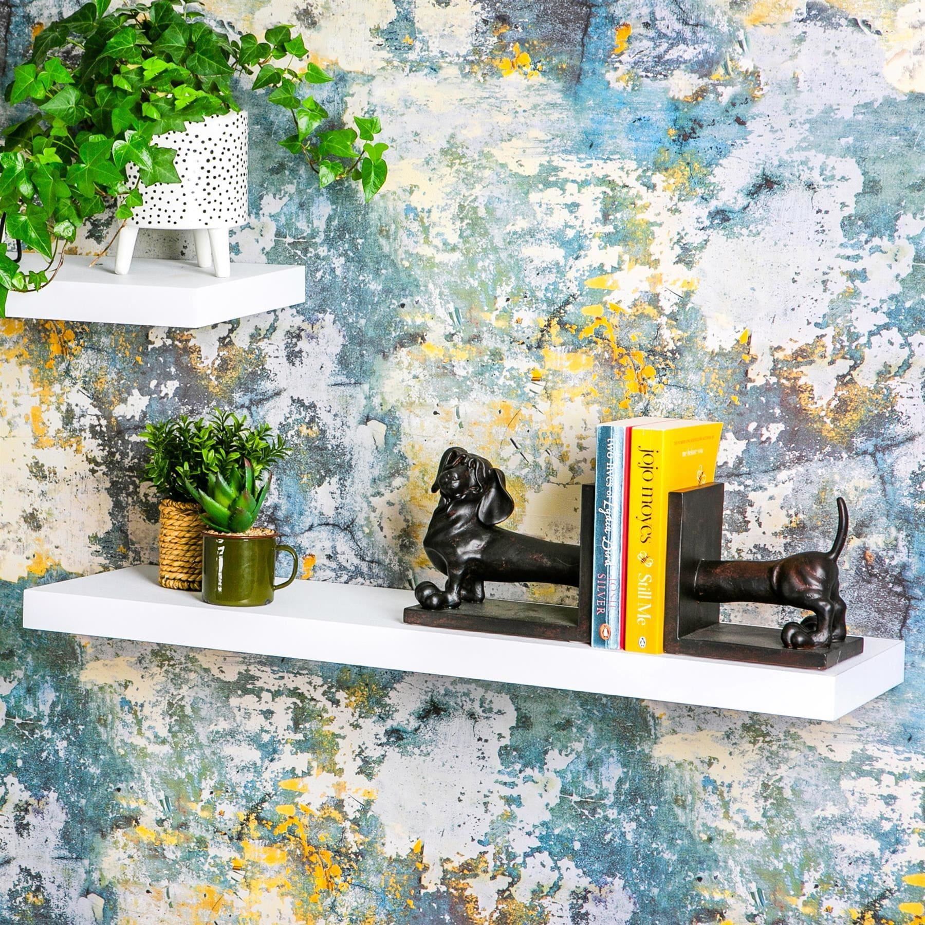 80cm White Modern Floating Shelves - Pack of Three