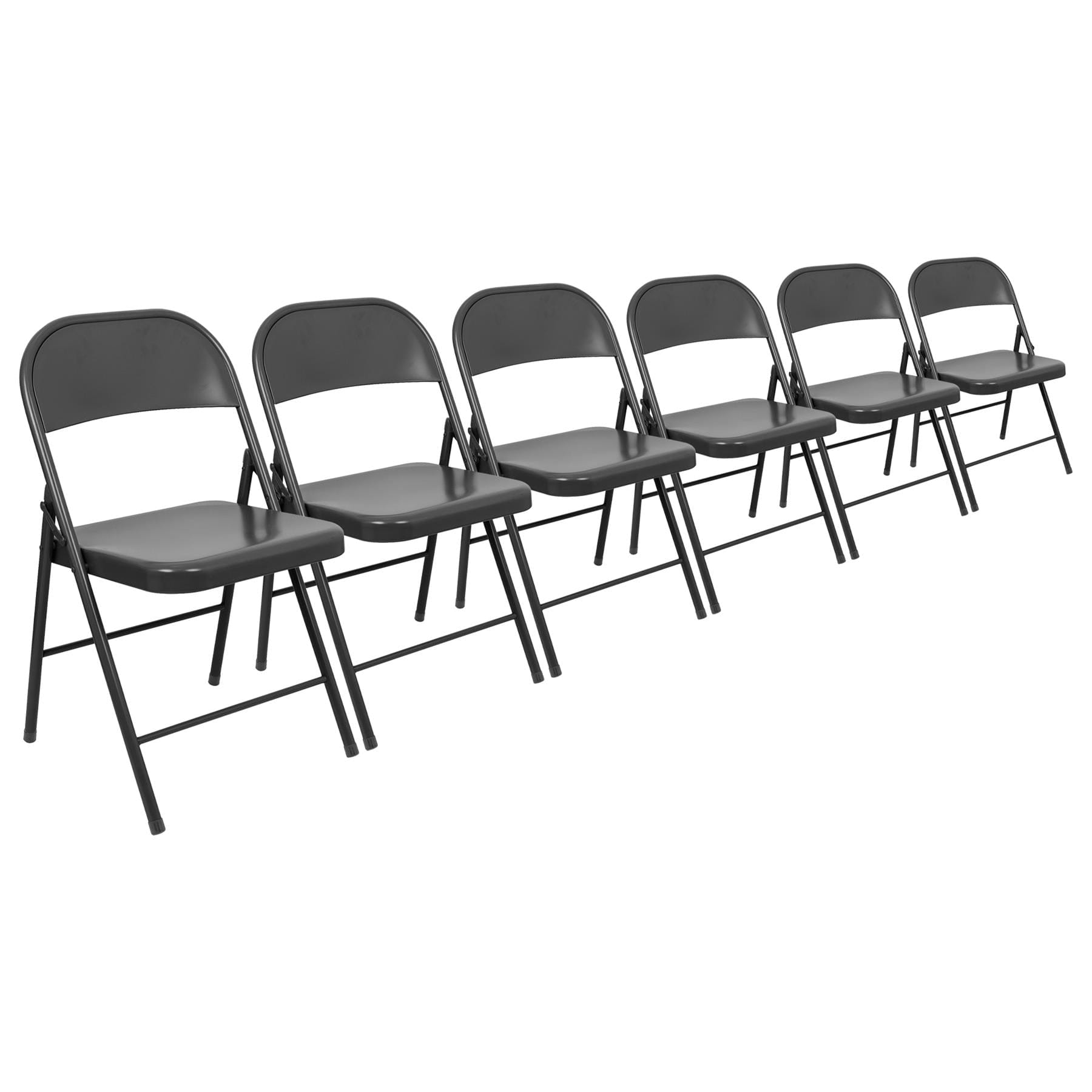 Matt Black Metal Folding Chair - Pack of Six