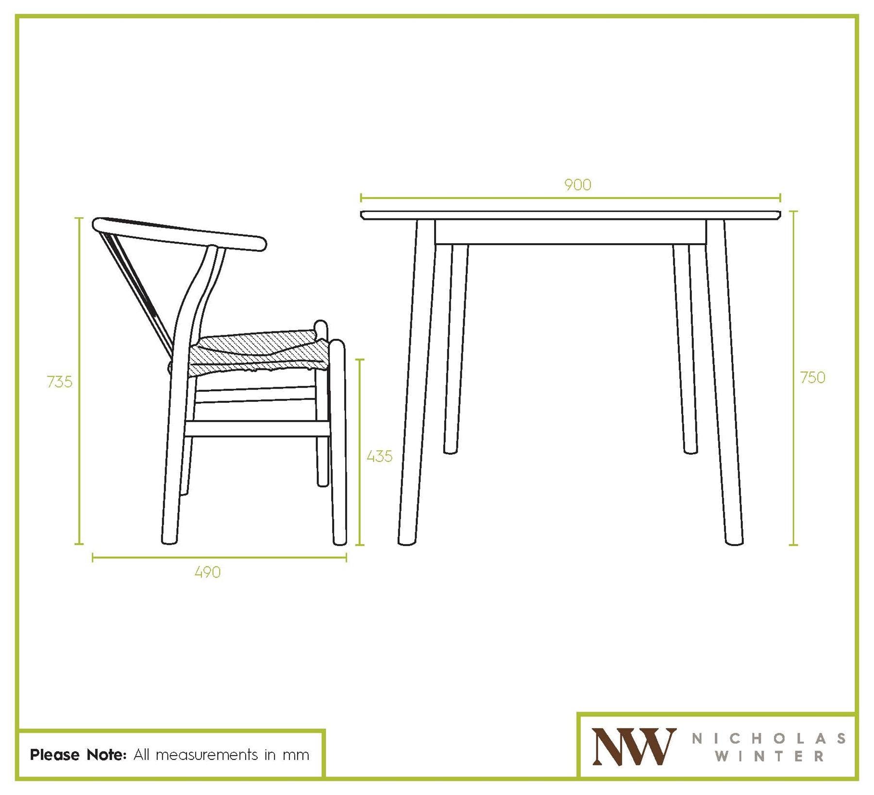 5pc 90cm Square Beige Wooden Table & Beige Wishbone Chair Dining Set