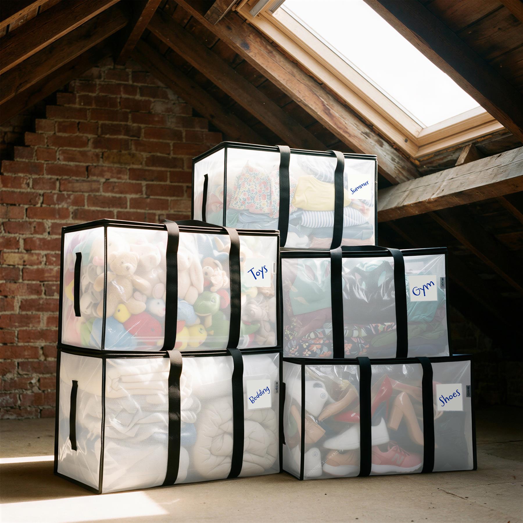Large Heavy Duty Moving Bags - 90L - Clear - Pack of Six