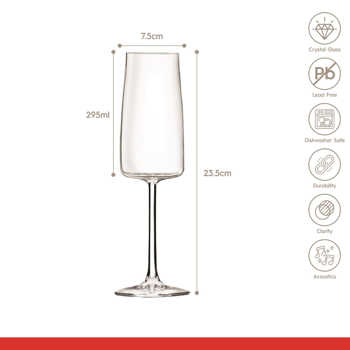 295ml Essential Crystal Champagne Flutes - Pack of 6