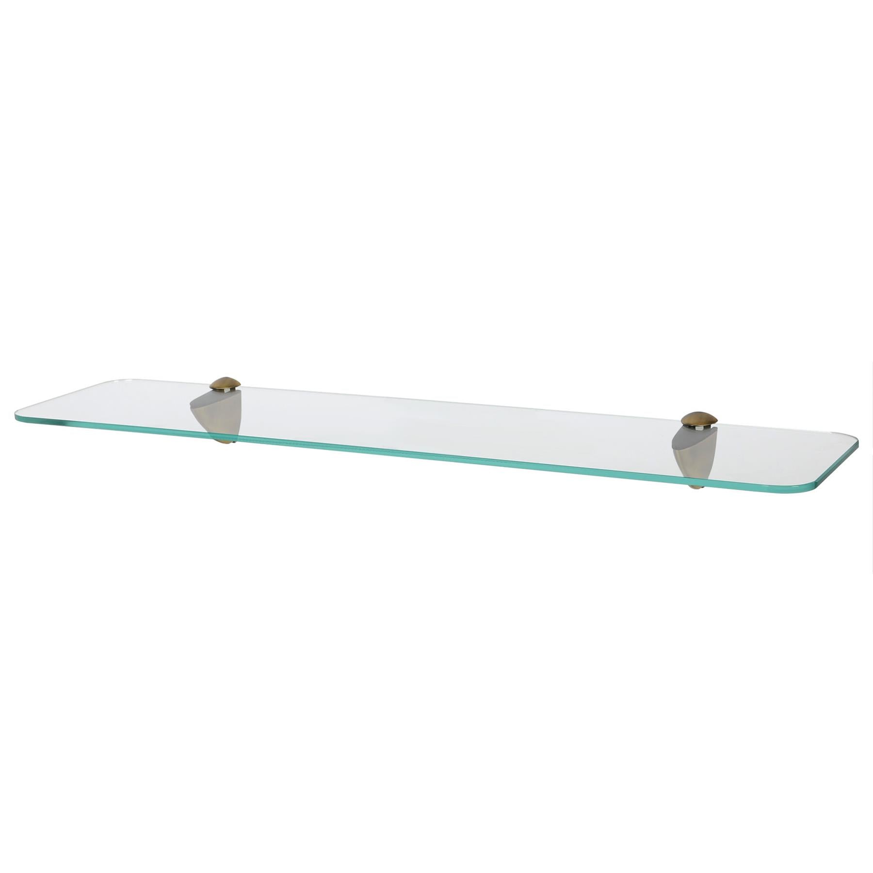 60cm Rounded Floating Glass Shelf with Gold Fixings