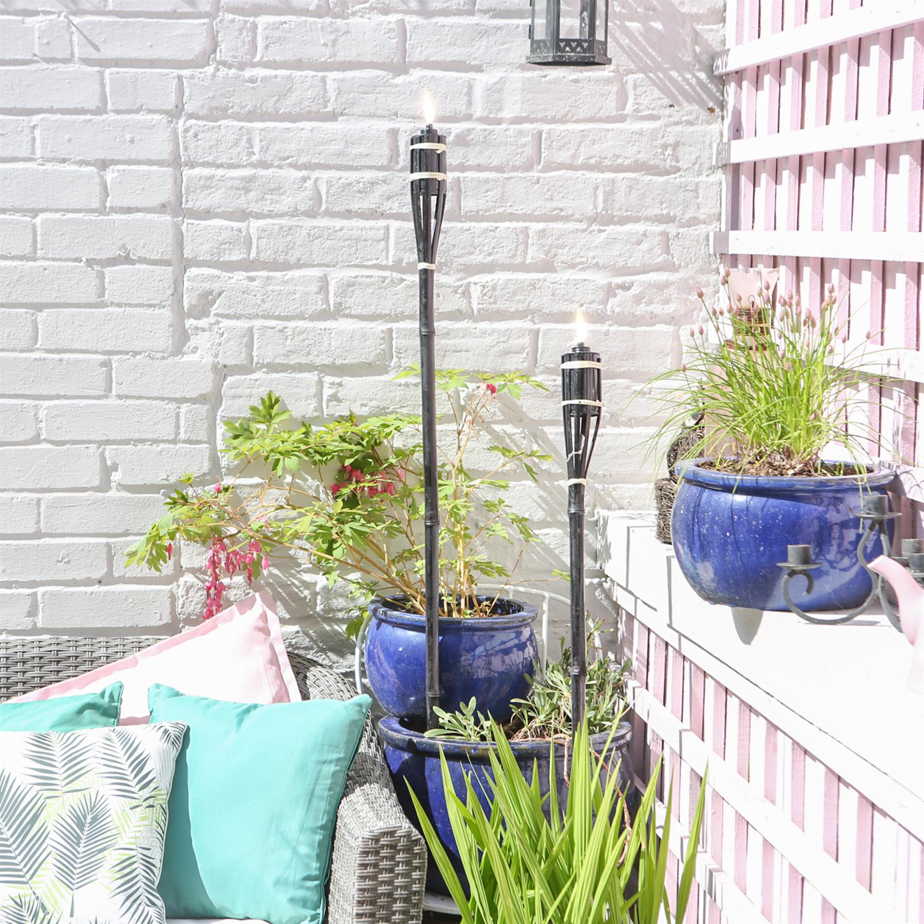 Black Bamboo 60cm Garden Fire Torches - Pack of Six