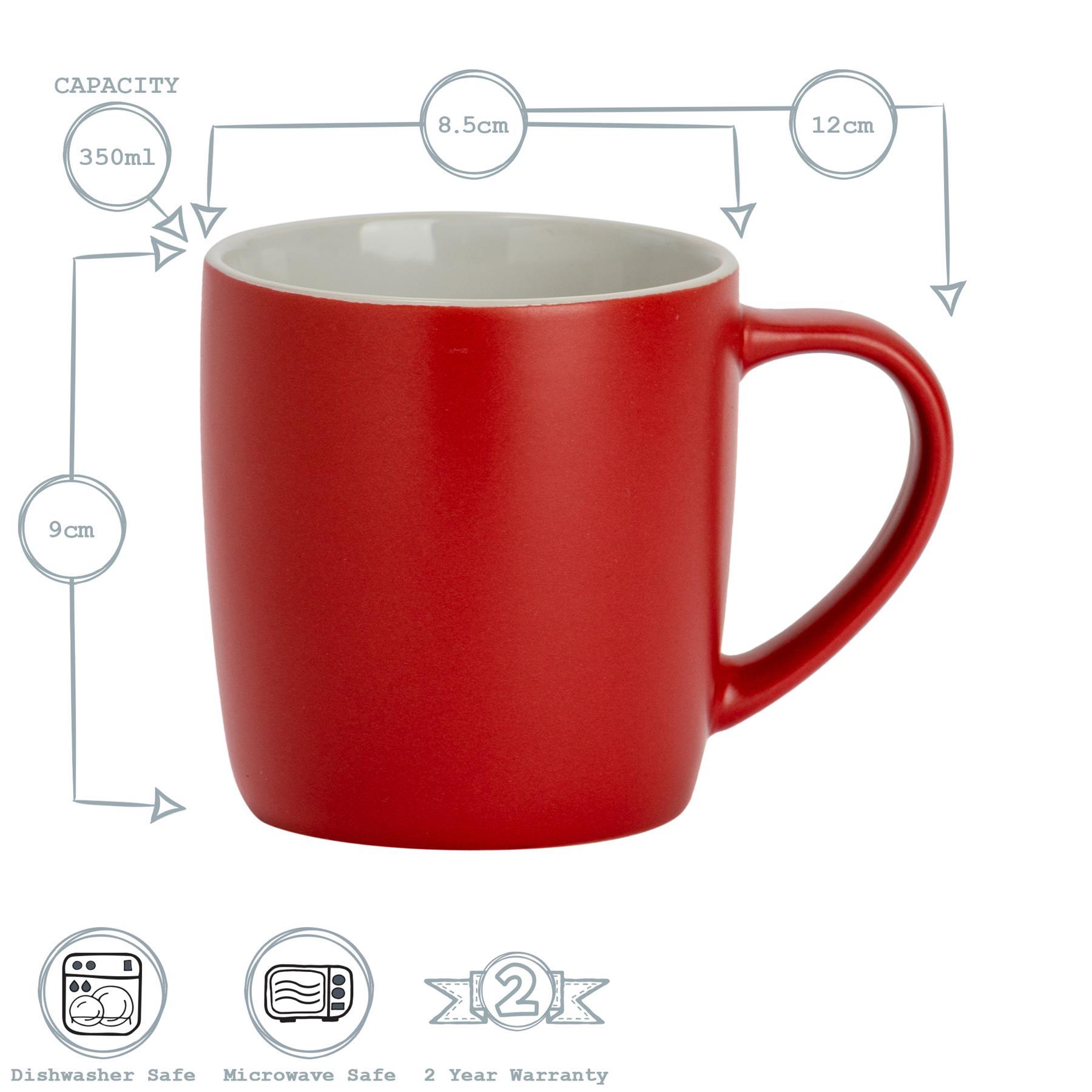 350ml Matt Red Coloured Coffee Mugs - Pack of Six