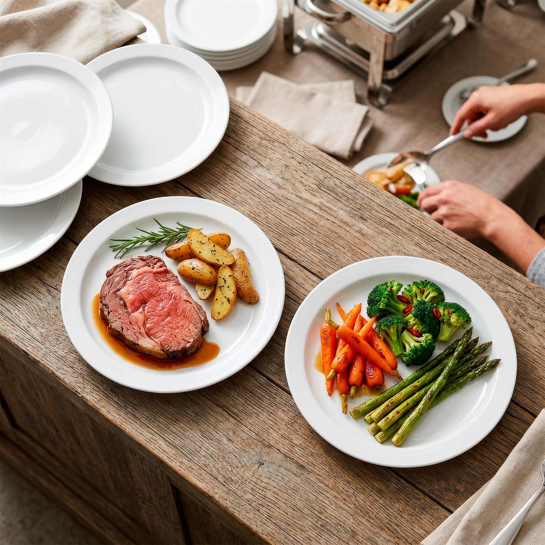 Classic White Buffet Dinner Plates - 23cm - Pack of 24