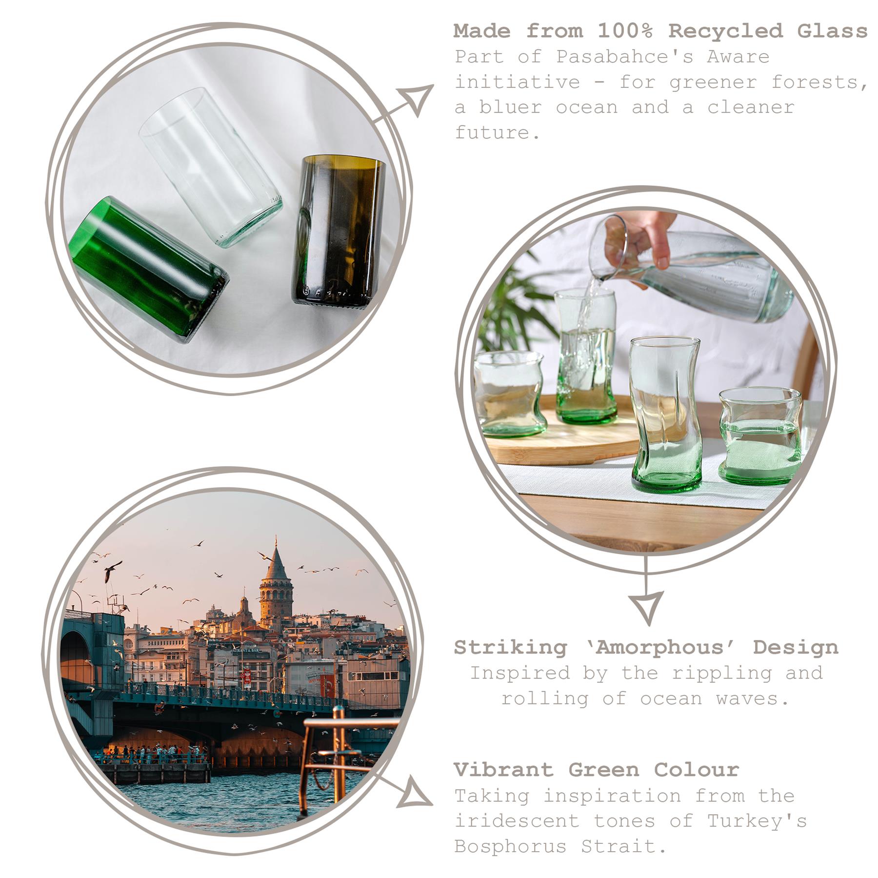 340ml Aware Amorf Recycled Glass Tumblers - Green - Pack of Four