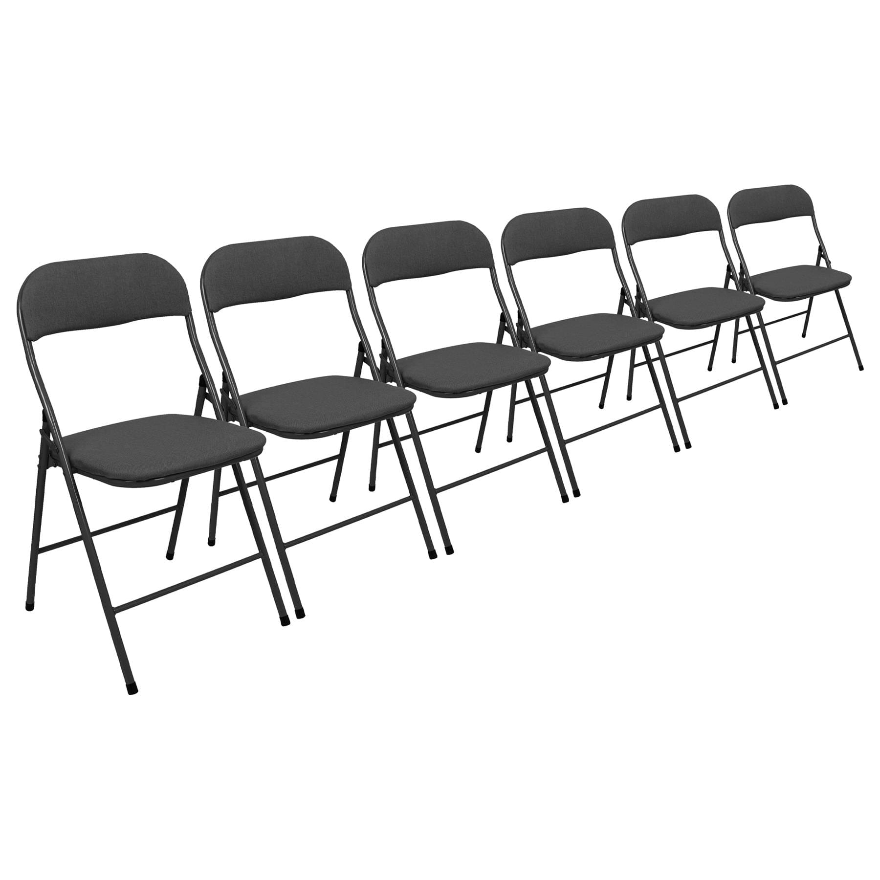 Black Fabric Padded Folding Chair - Pack of Six