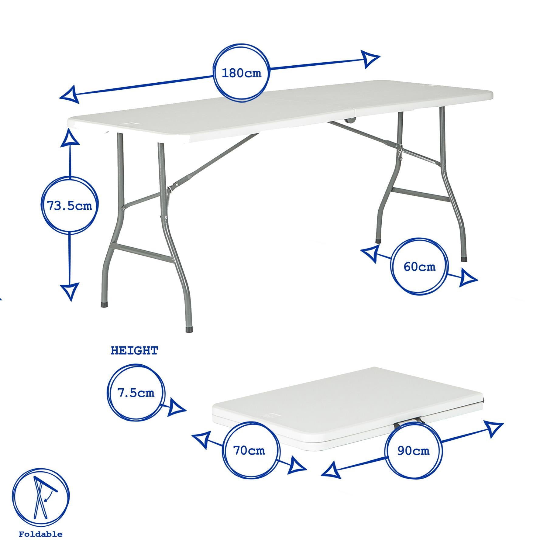 6 feet / Folding Table & Chair Set - 180cm