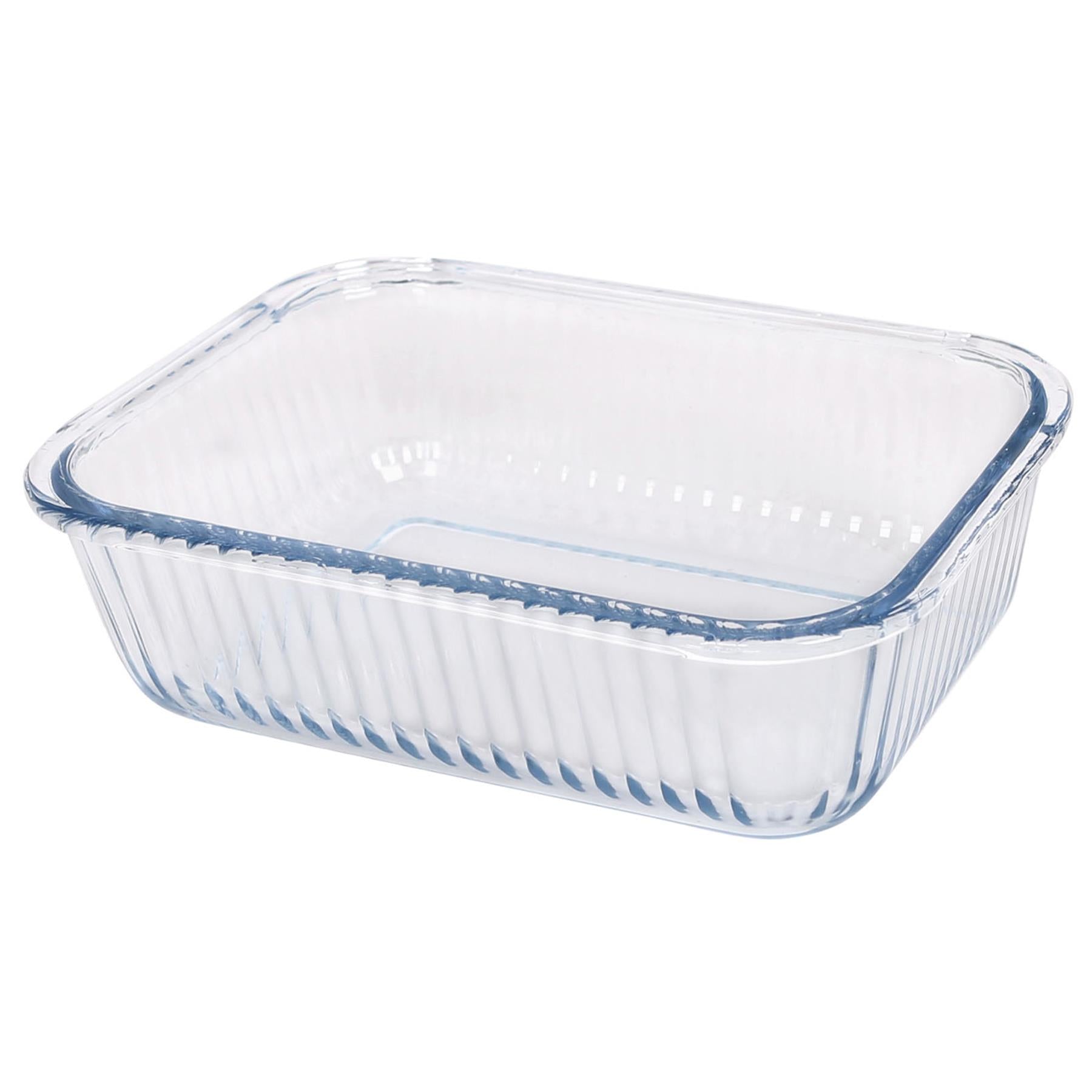 Optical Rectangular Glass Cake Dish - 22cm x 16.5cm