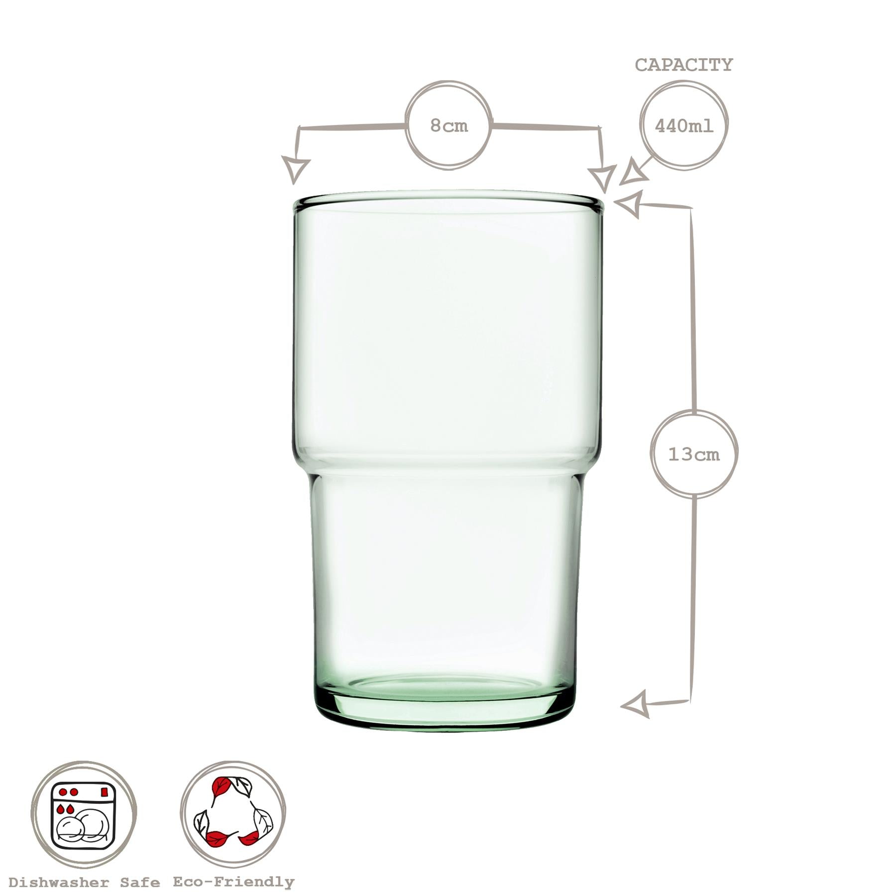 440ml Aware Hill Recycled Stacking Highball Glasses - Green - Pack of Four