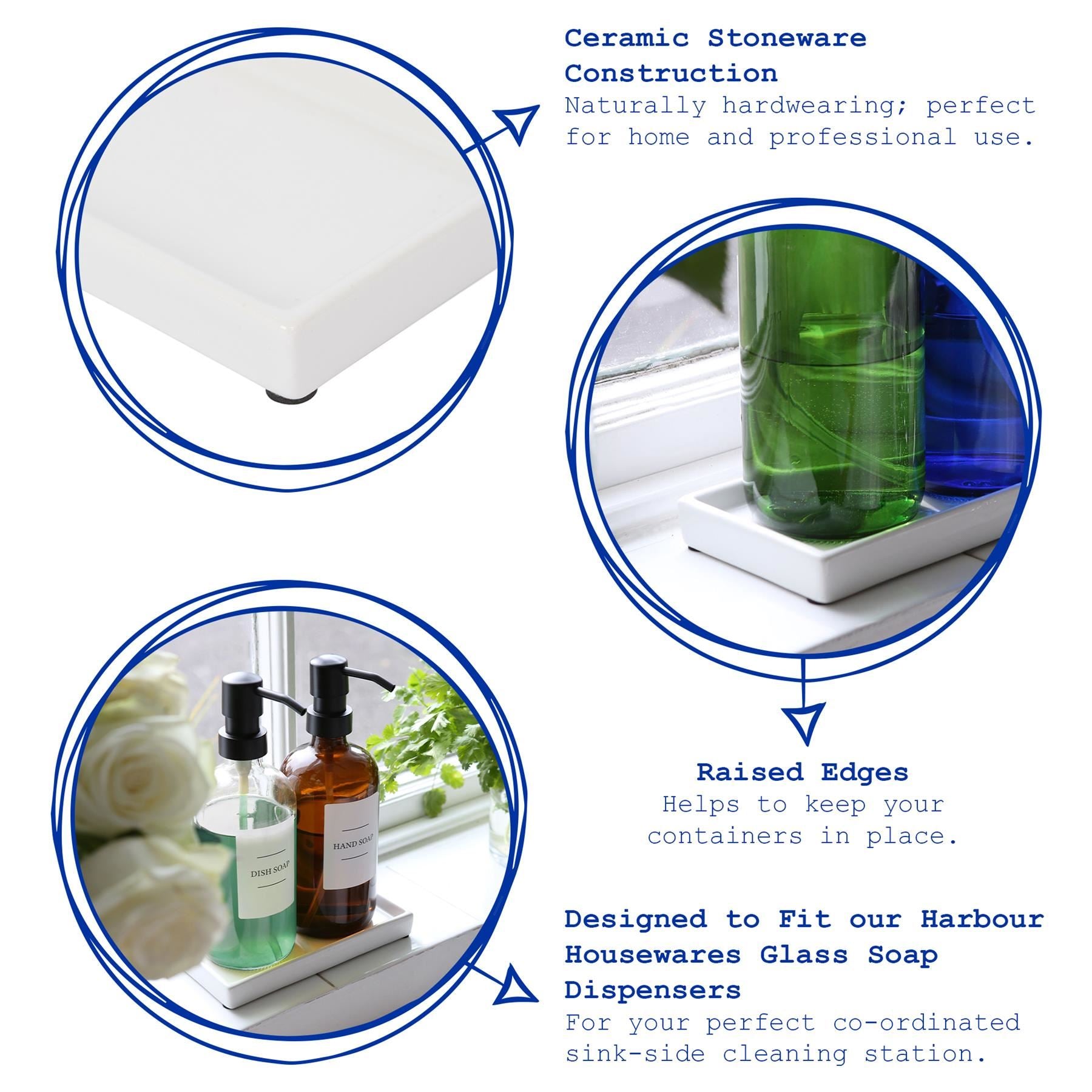 17cm White Ceramic Soap Dispenser Tray