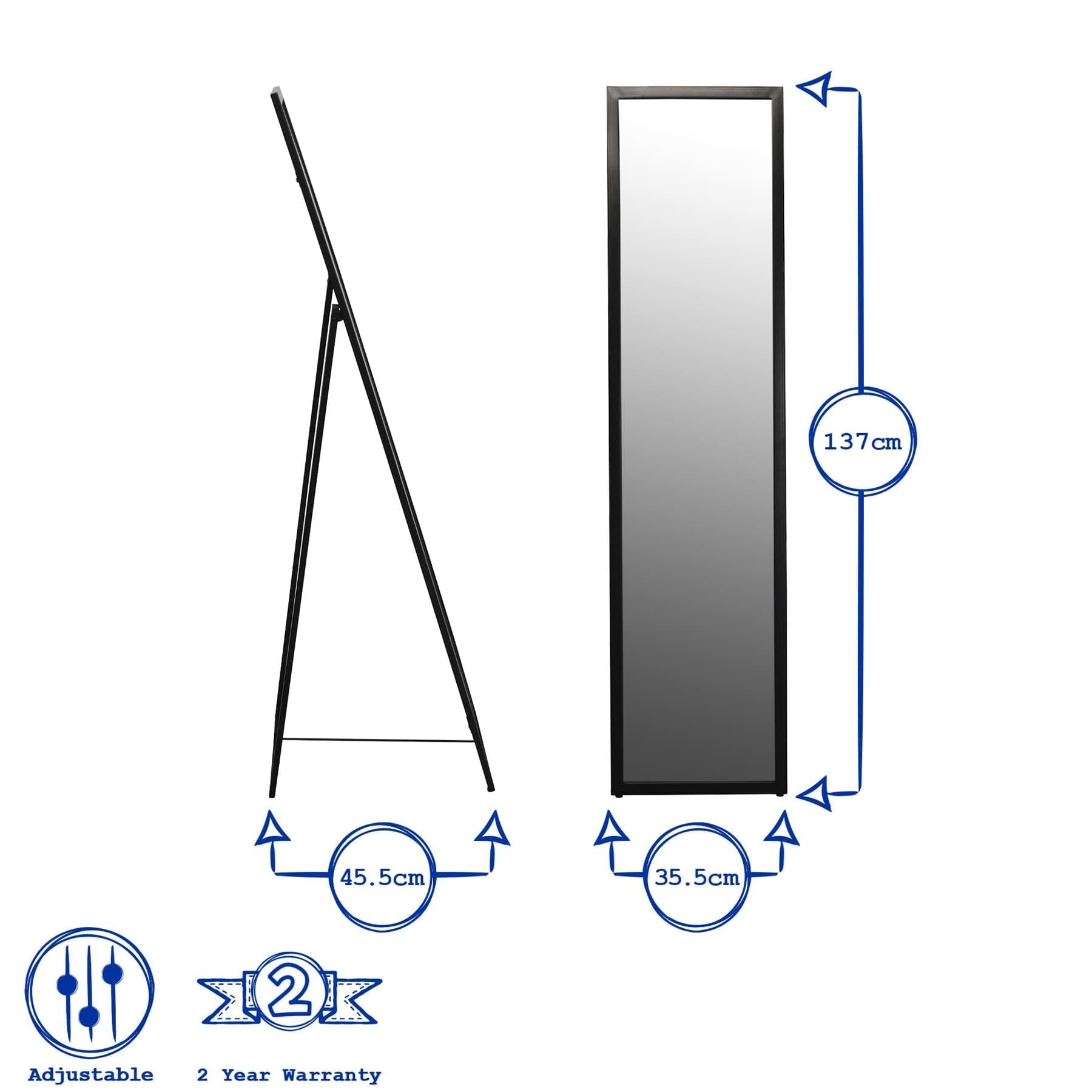137cm x 35.5cm White Square Full-Length Mirror