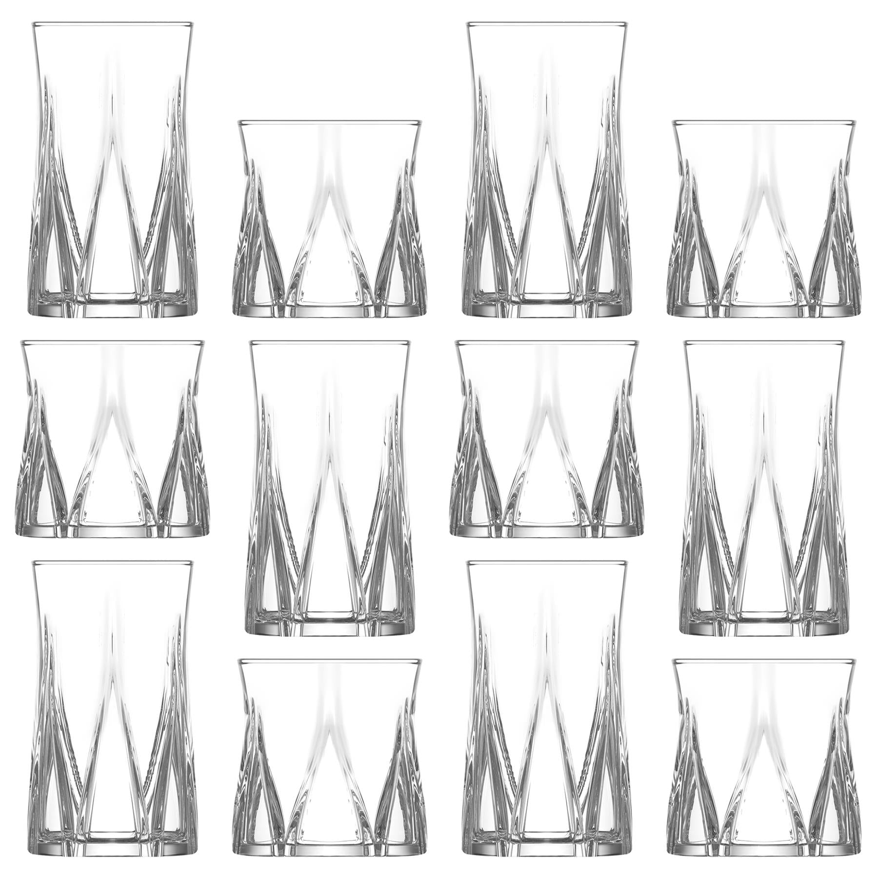 12pc Zoey Glass Tumbler Set - 300ml/380ml