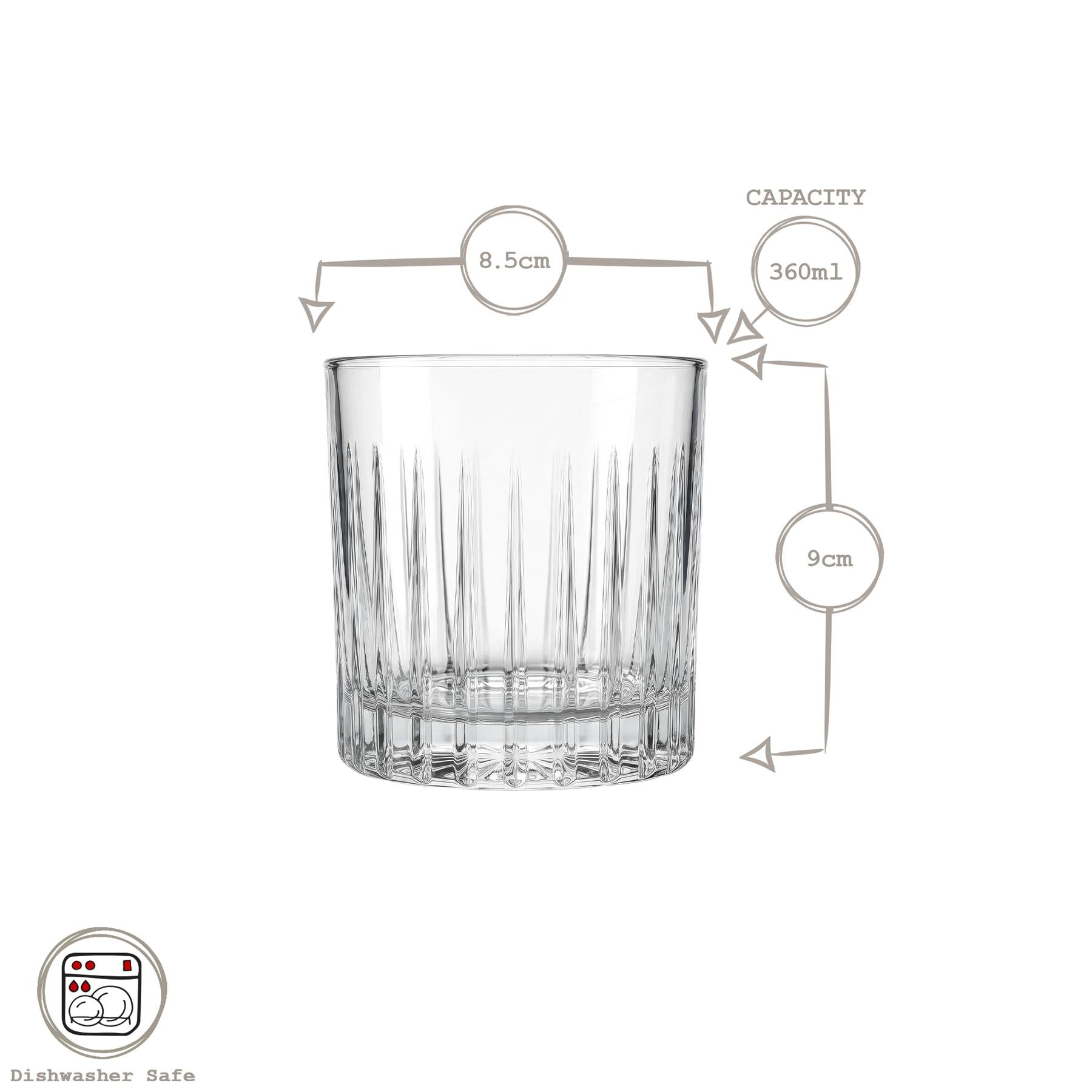 360ml Timeless Crystal Double Whisky Glasses - Pack of Six