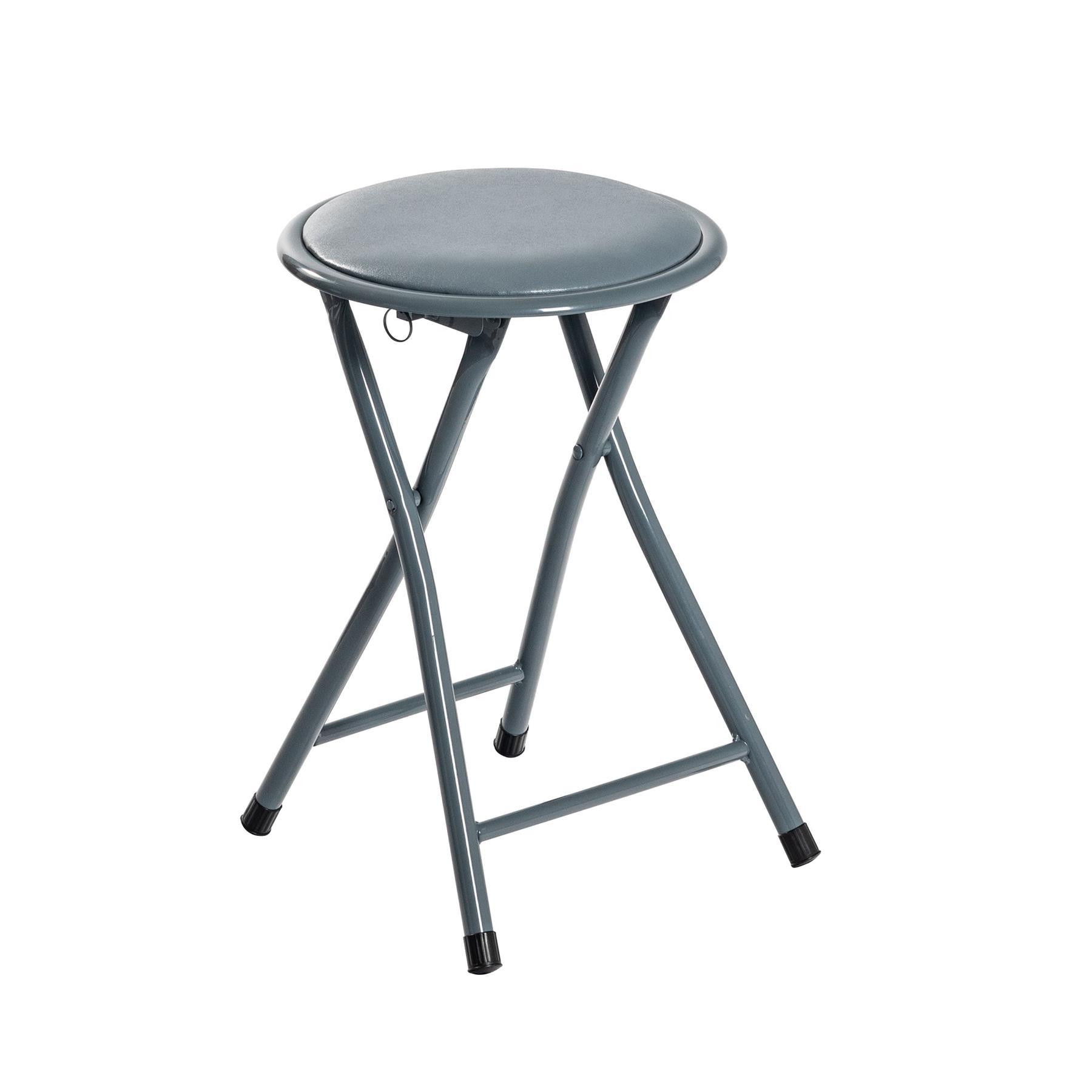Grey Padded Folding Stool
